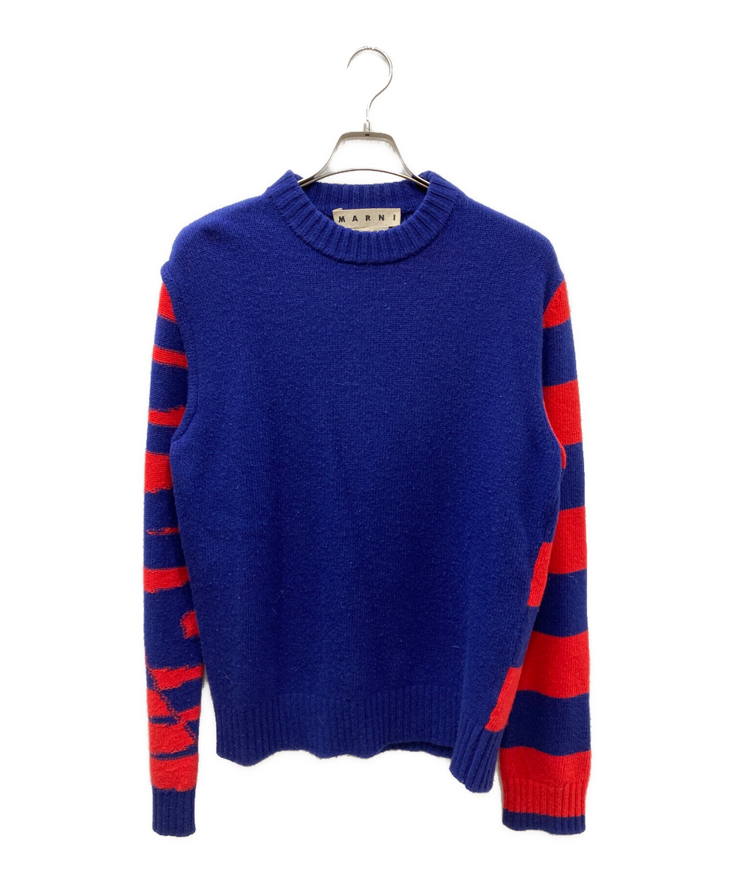 中古・古着通販】MARNI (マルニ) クルーネックニット レッド×ブルー
