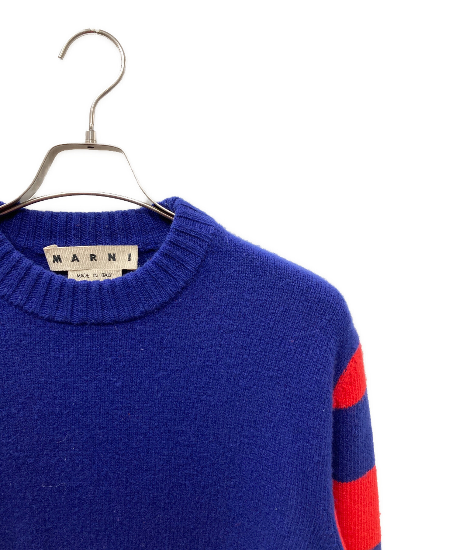 MARNI マルニ バイカラーブロッククルーネックニット メンズ　size 46 中古・古着通販】MARNI (マルニ) クルーネックニット レッド×ブルー