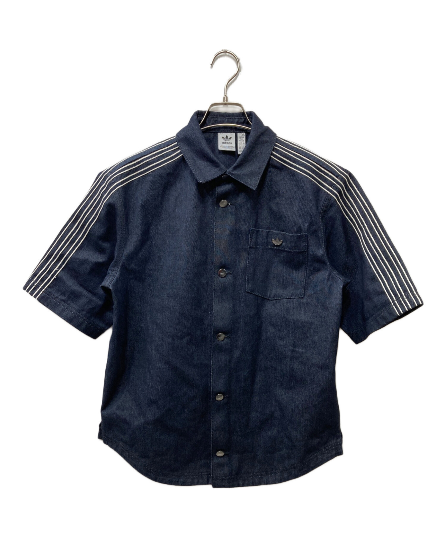ADEAM ネイビー 半袖 トップス　サイズ0 中古・古着通販】adidas (アディダス) デニム半袖シャツ ネイビー