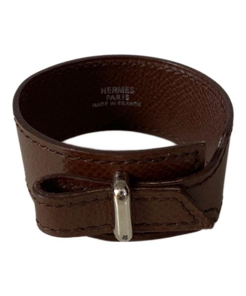 HERMES エルメス アルテミス ブラウンレザーバングル ブレスレット 中古・古着通販】HERMES (エルメス) アルテミスレザーブレスレット