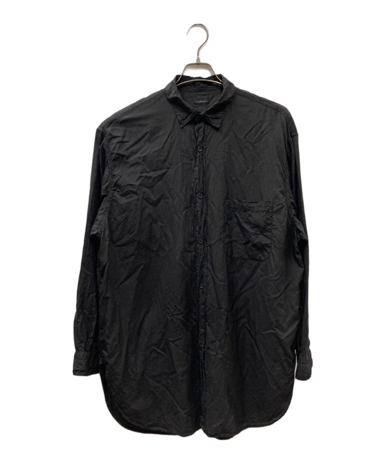 中古・古着通販】COMOLI (コモリ) シルク製品染 シャツ ブラック