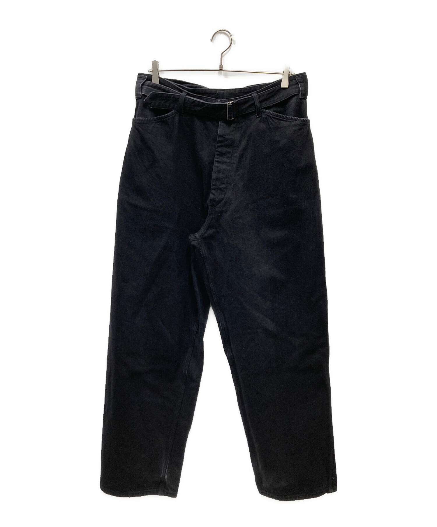 中古・古着通販】COMOLI (コモリ) デニム ベルテッドパンツ ブラック 
