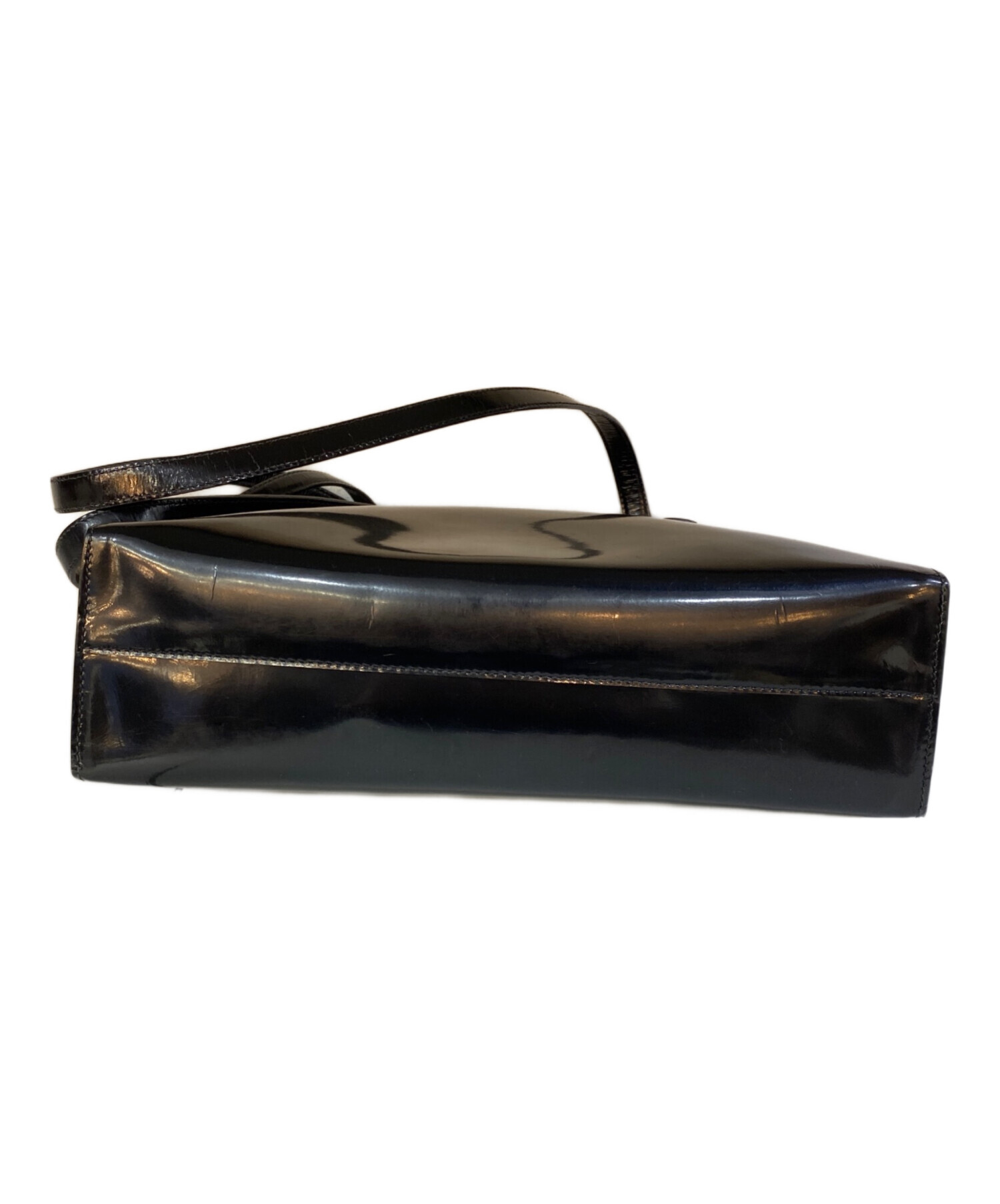PRADA パテント トートバッグ ブラック レザー 中古・古着通販】PRADA (プラダ) パテントレザー トートバッグ