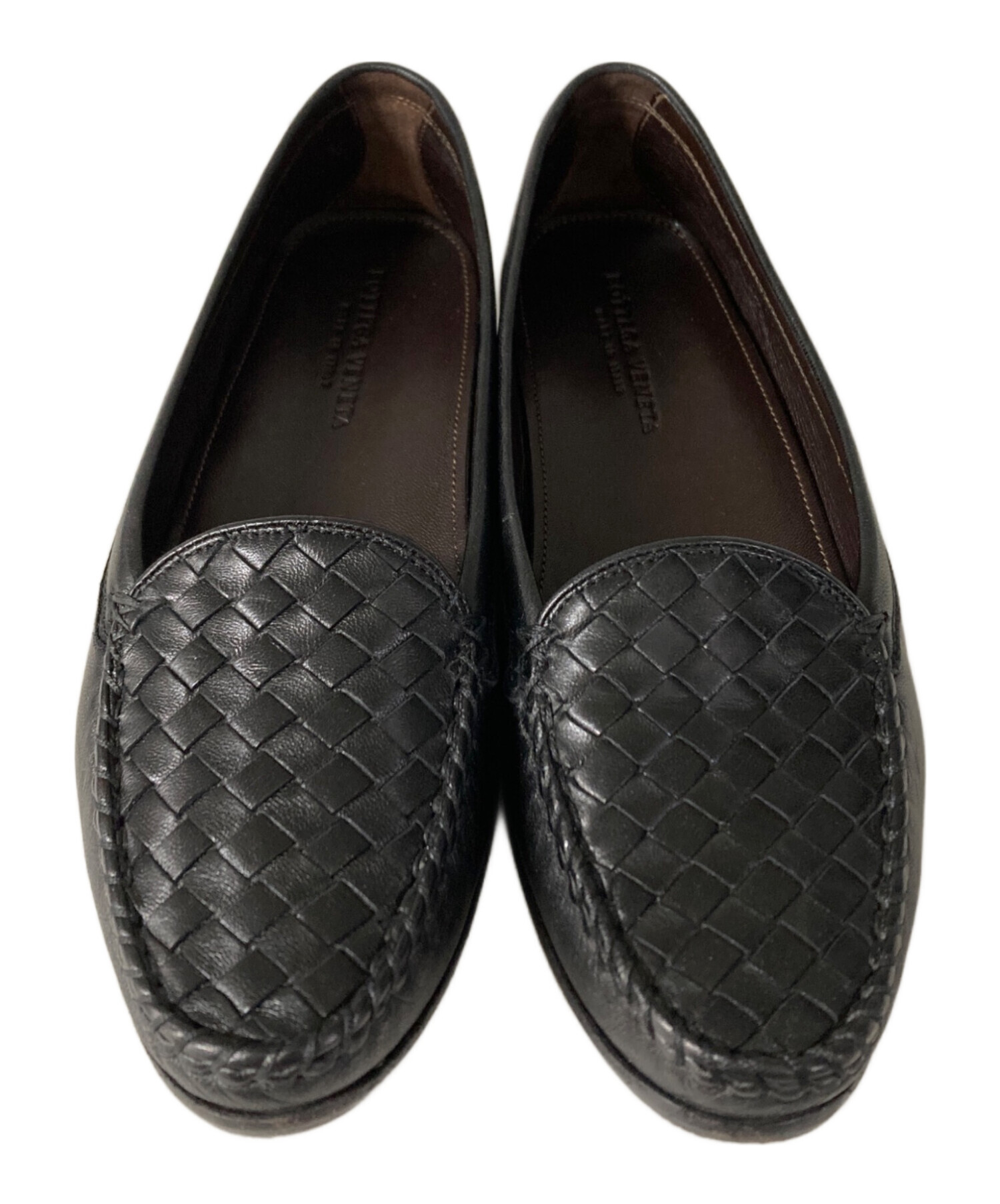 美品ボッテガヴェネタBOTTEGA VENETAローファー イントレチャート37 BOTTEGA VENETA(ボッテガヴェネタ) / ローファー/37.5/BLK/イントレ