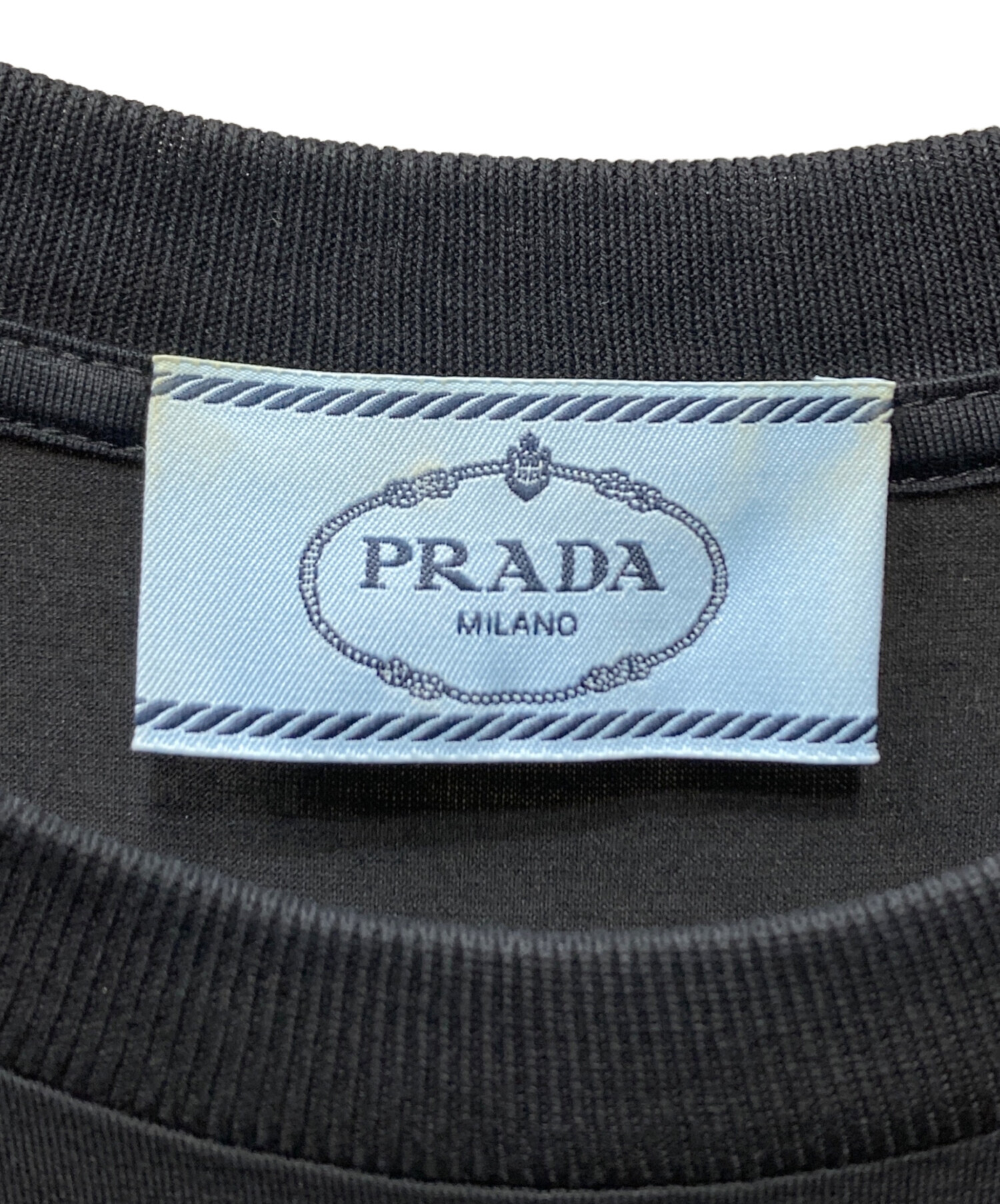 中古・古着通販】PRADA (プラダ) フリンジ切替半袖ワンピース ブラック