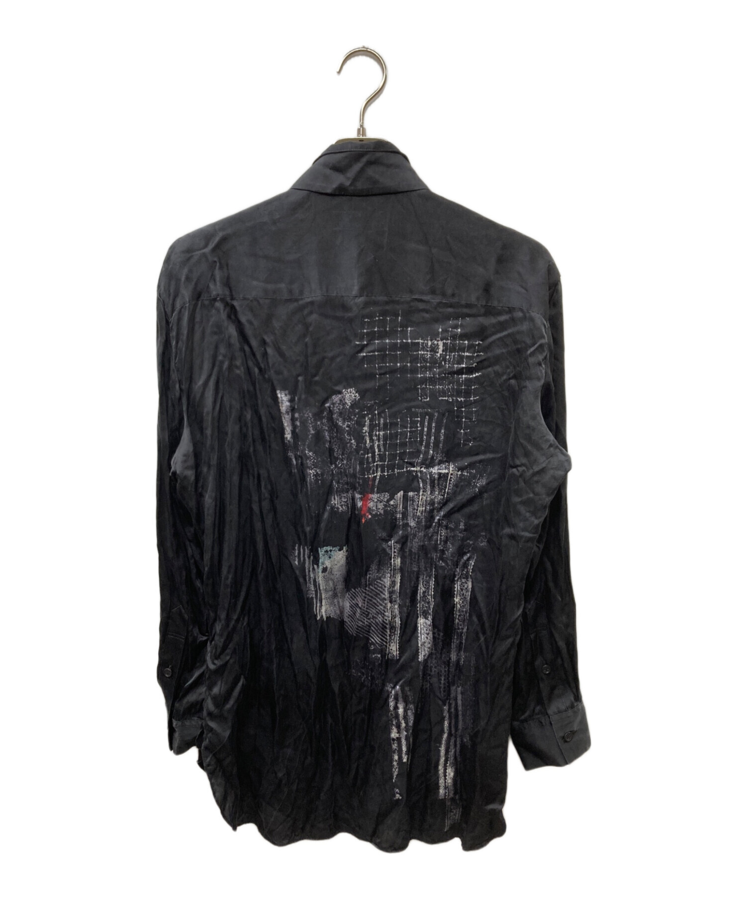 中古・古着通販】Y's (ワイズ) 転写プリントシャツ ブラック サイズ:2
