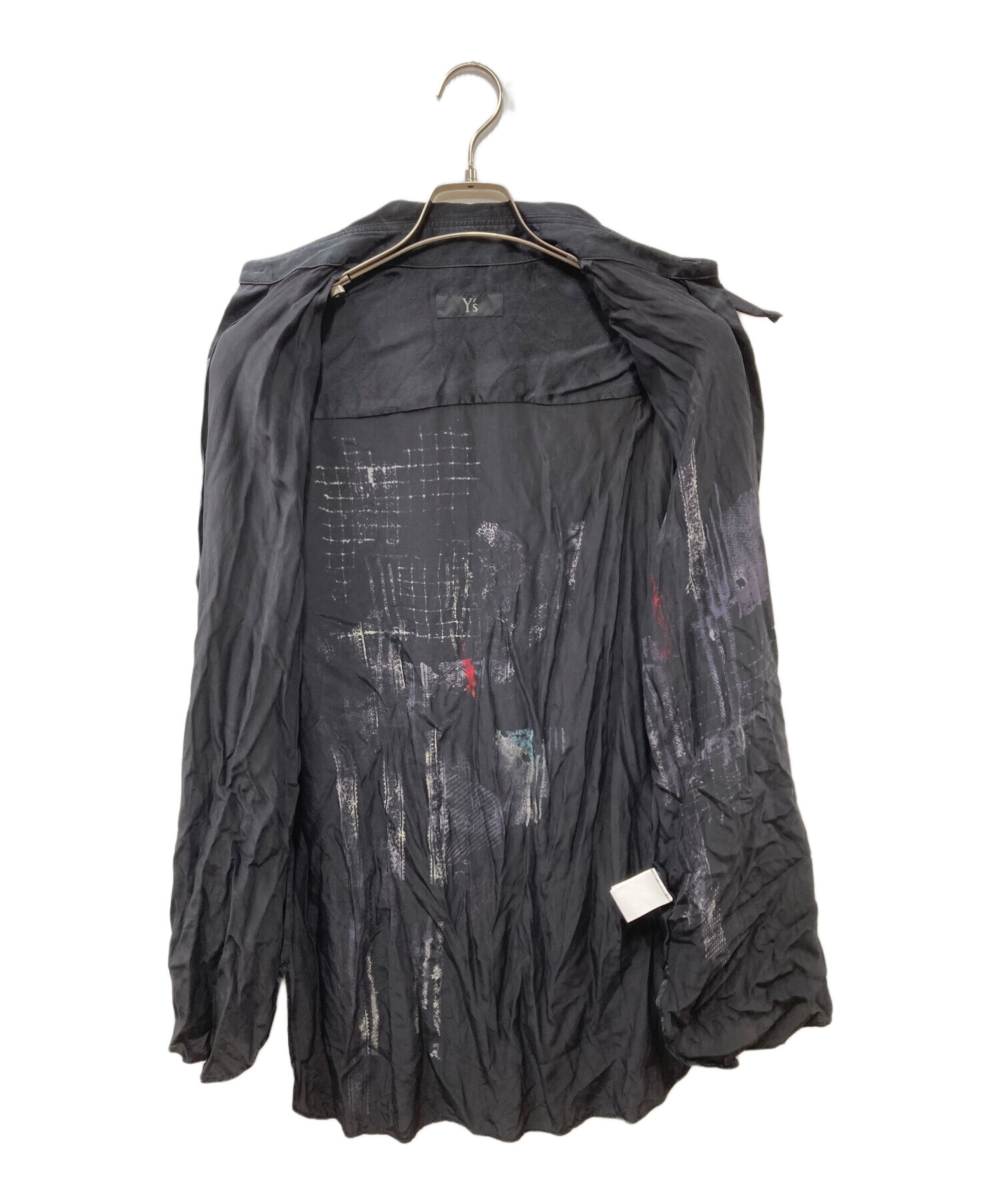 Y's ワイズ　シャツドレス　コートにも◎ 中古・古着通販】Y's (ワイズ) 転写プリントシャツ ブラック サイズ:2