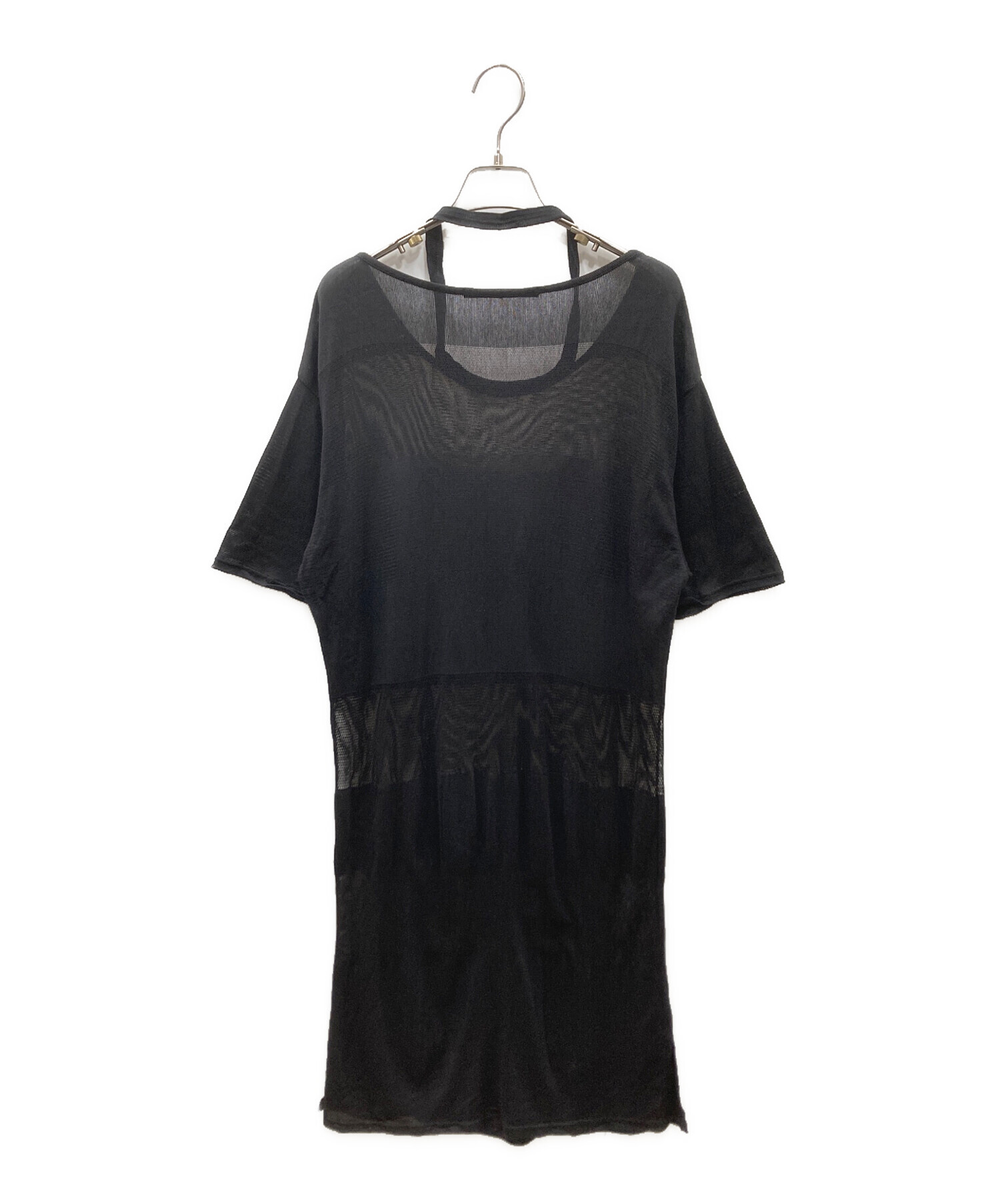 中古・古着通販】LIMI feu (リミフゥ) MESH STRIPE DESIGN NECK OP