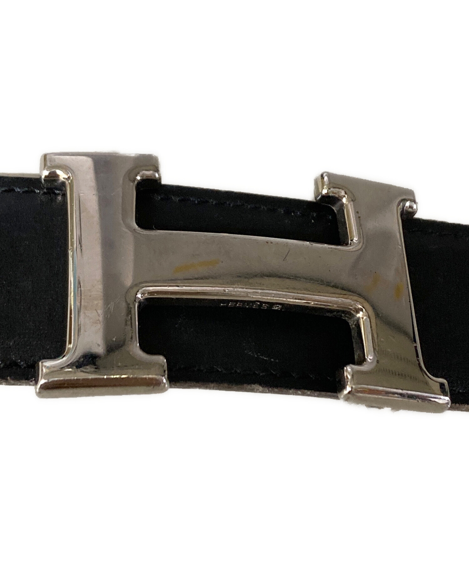 未使用 HERMES エルメス ブラック レザー ベルト 中古・古着通販】HERMES (エルメス) H金具レザーベルト ブラック