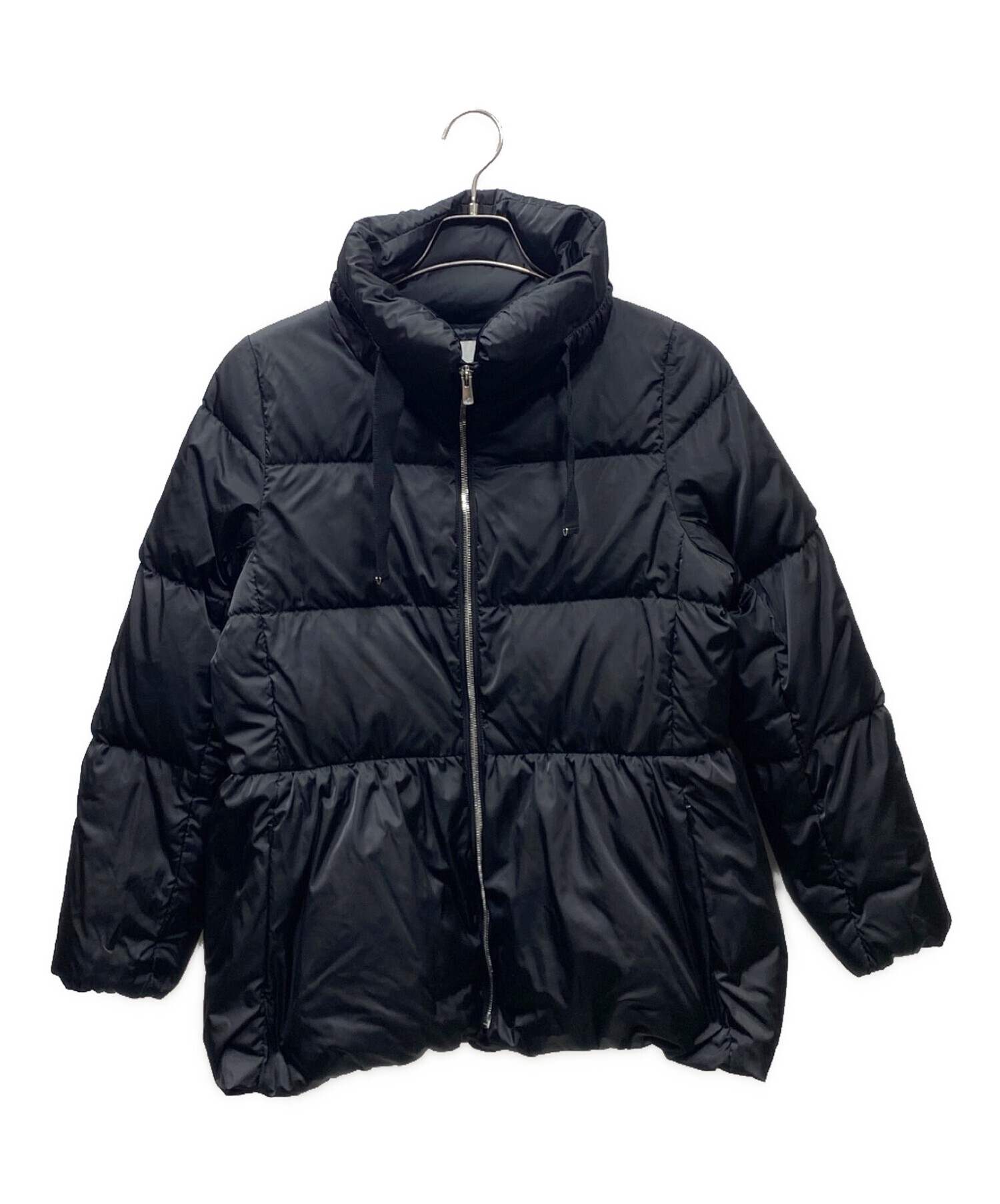 ANAYIアナイ黒ダウンコート 中古・古着通販】ANAYI (アナイ) ソロサテンペプラムダウンコート