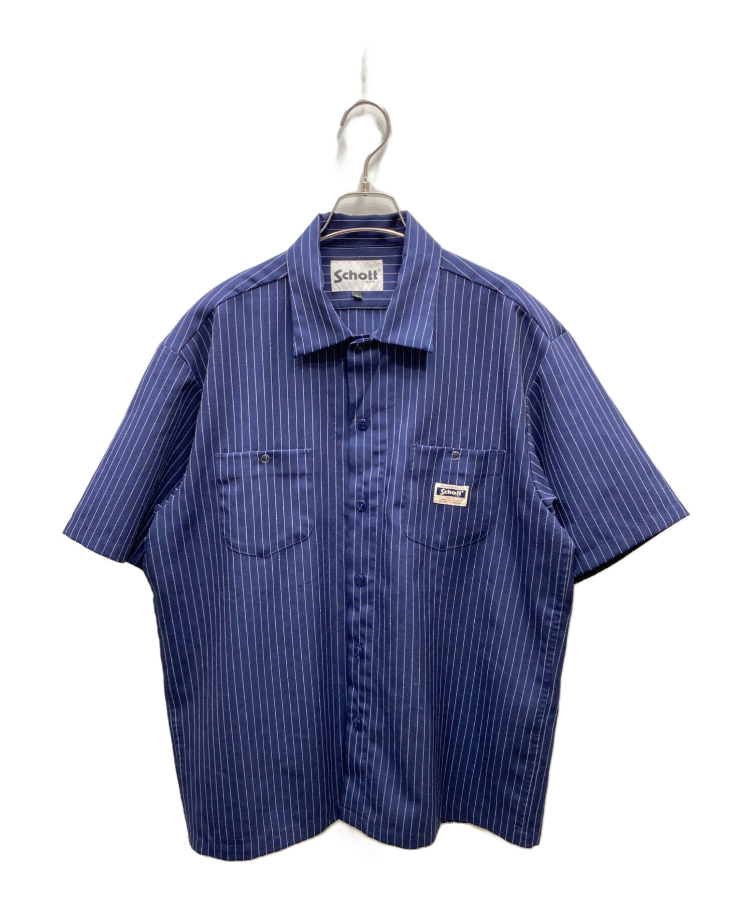 中古・古着通販】Schott (ショット) オープンカラーシャツ ネイビー