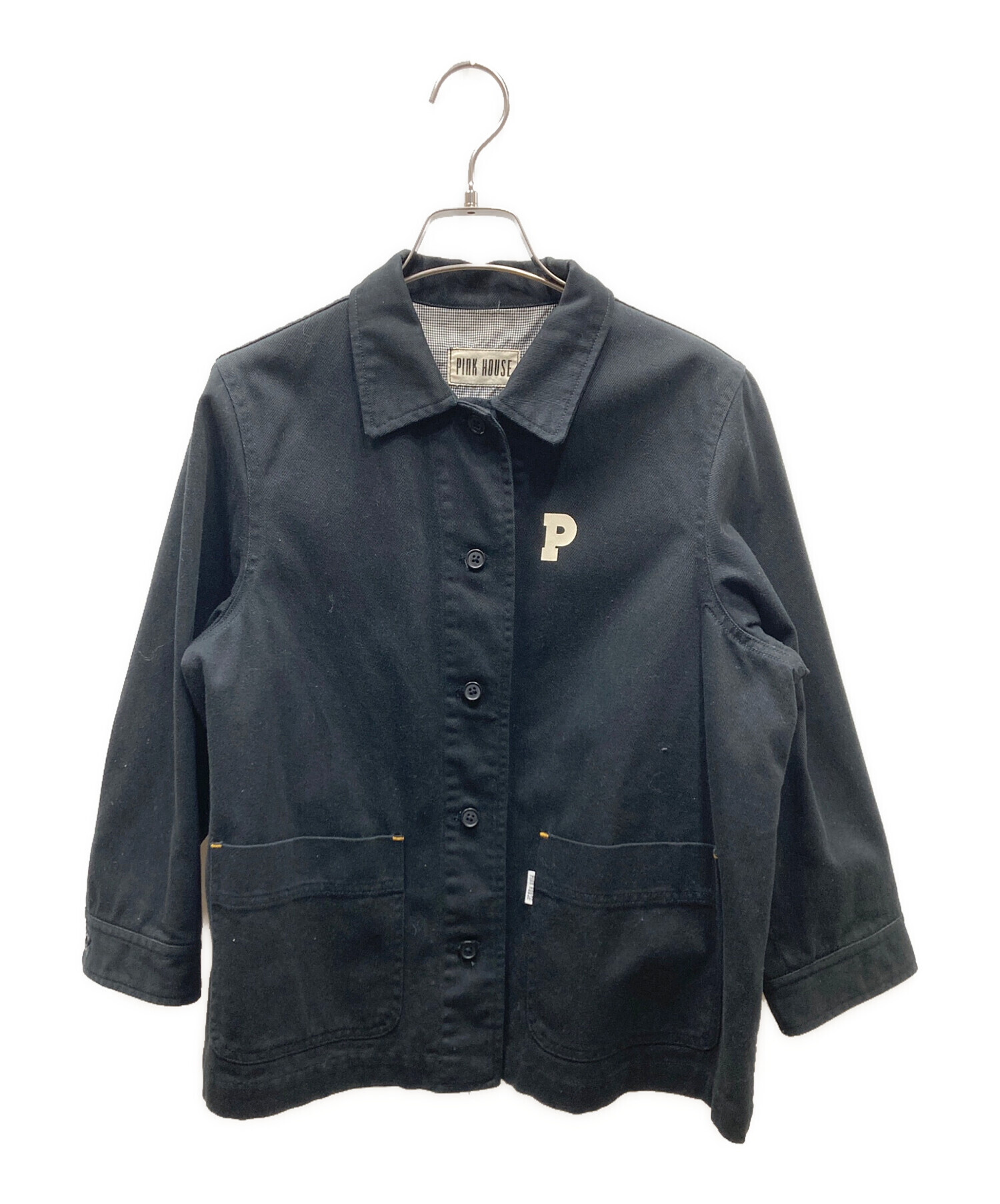 【新品】ピンクハウス 襟付きブルゾン· ジャケット(ブラック) 中古・古着通販】PINK HOUSE (ピンクハウス) 99年製 USED コットンロゴ