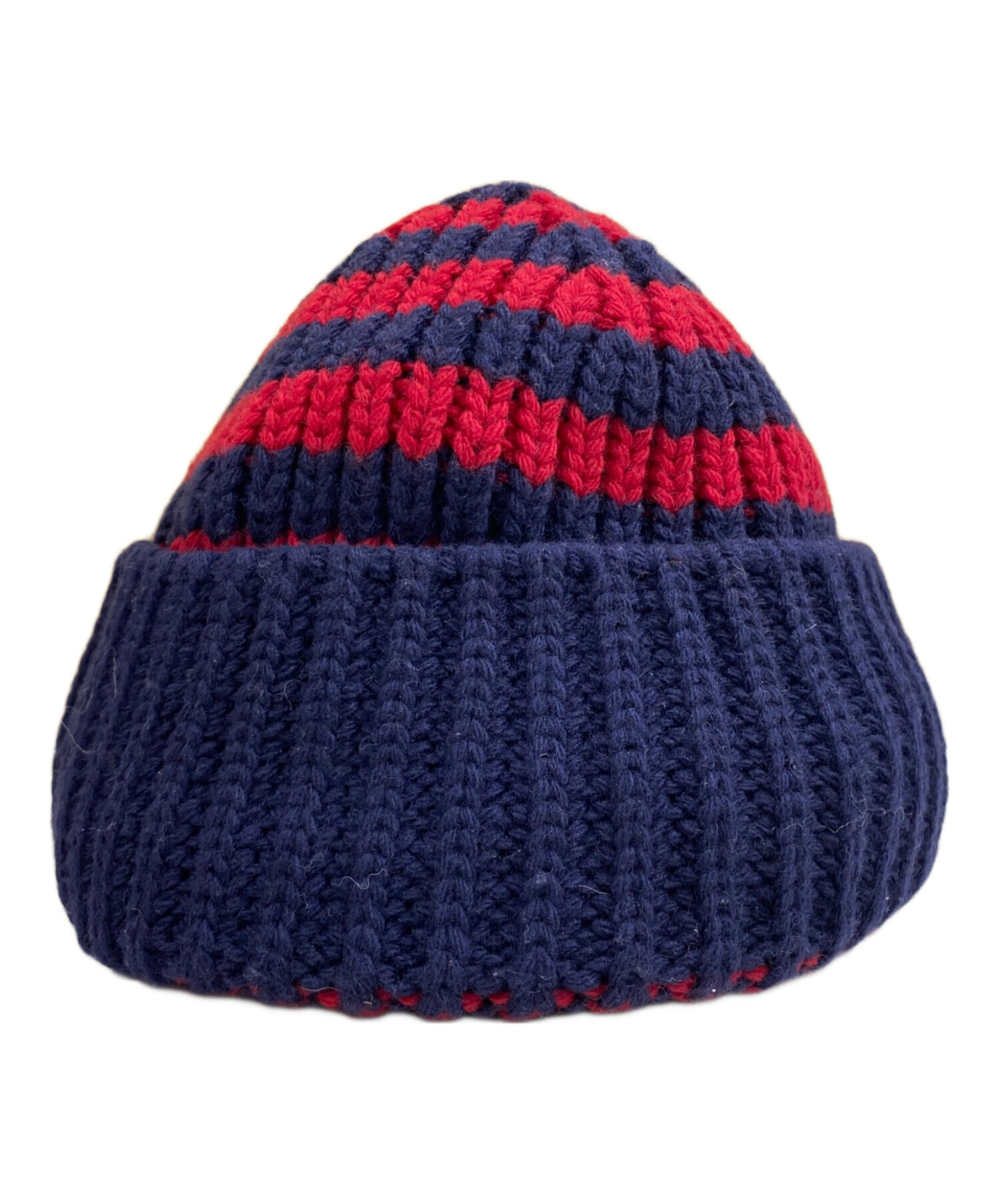 中古・古着通販】GUCCI (グッチ) ビー刺繍ニット帽 ネイビー×レッド
