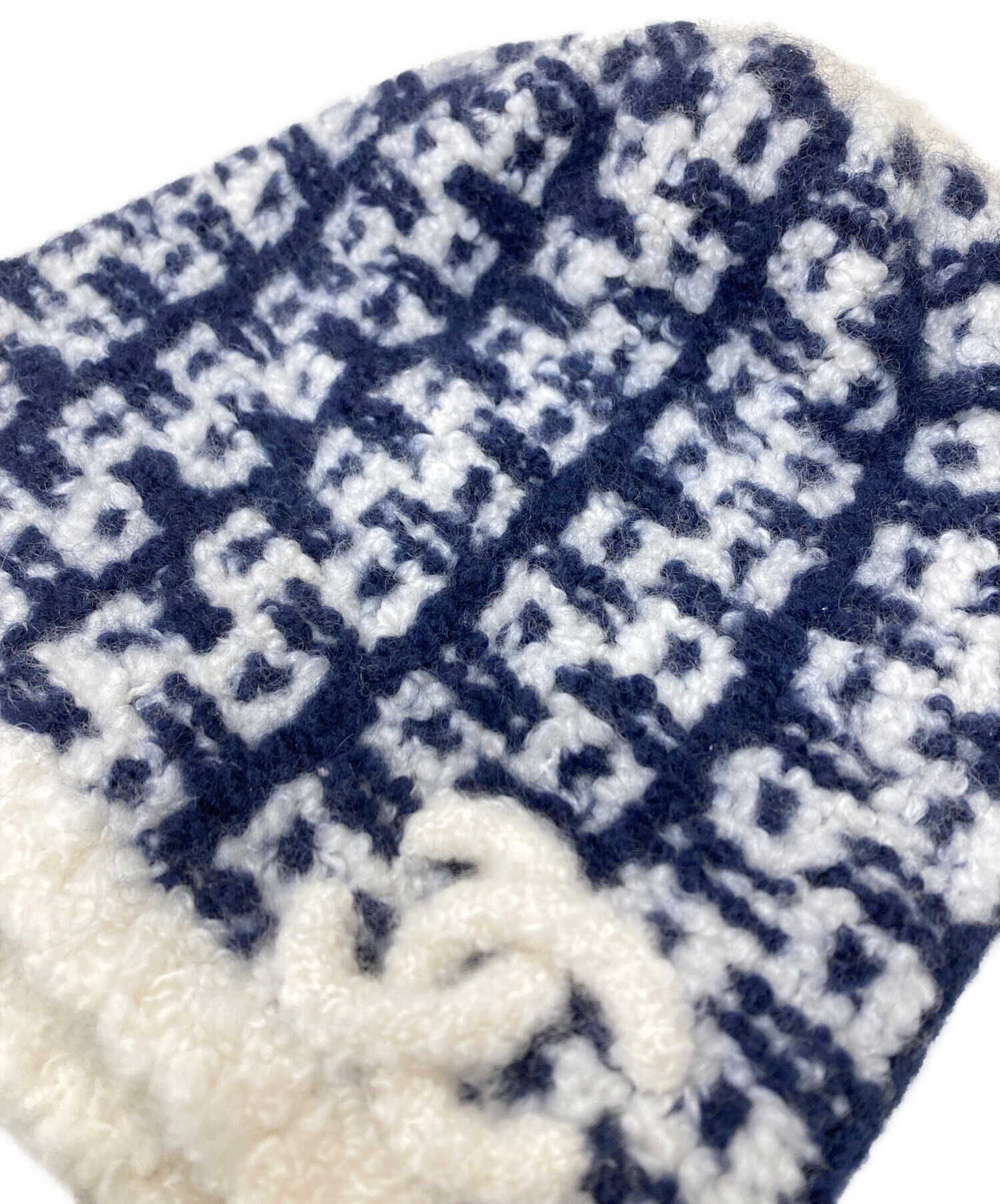 中古・古着通販】CHANEL (シャネル) カシミヤシルクニット帽 ネイビー 
