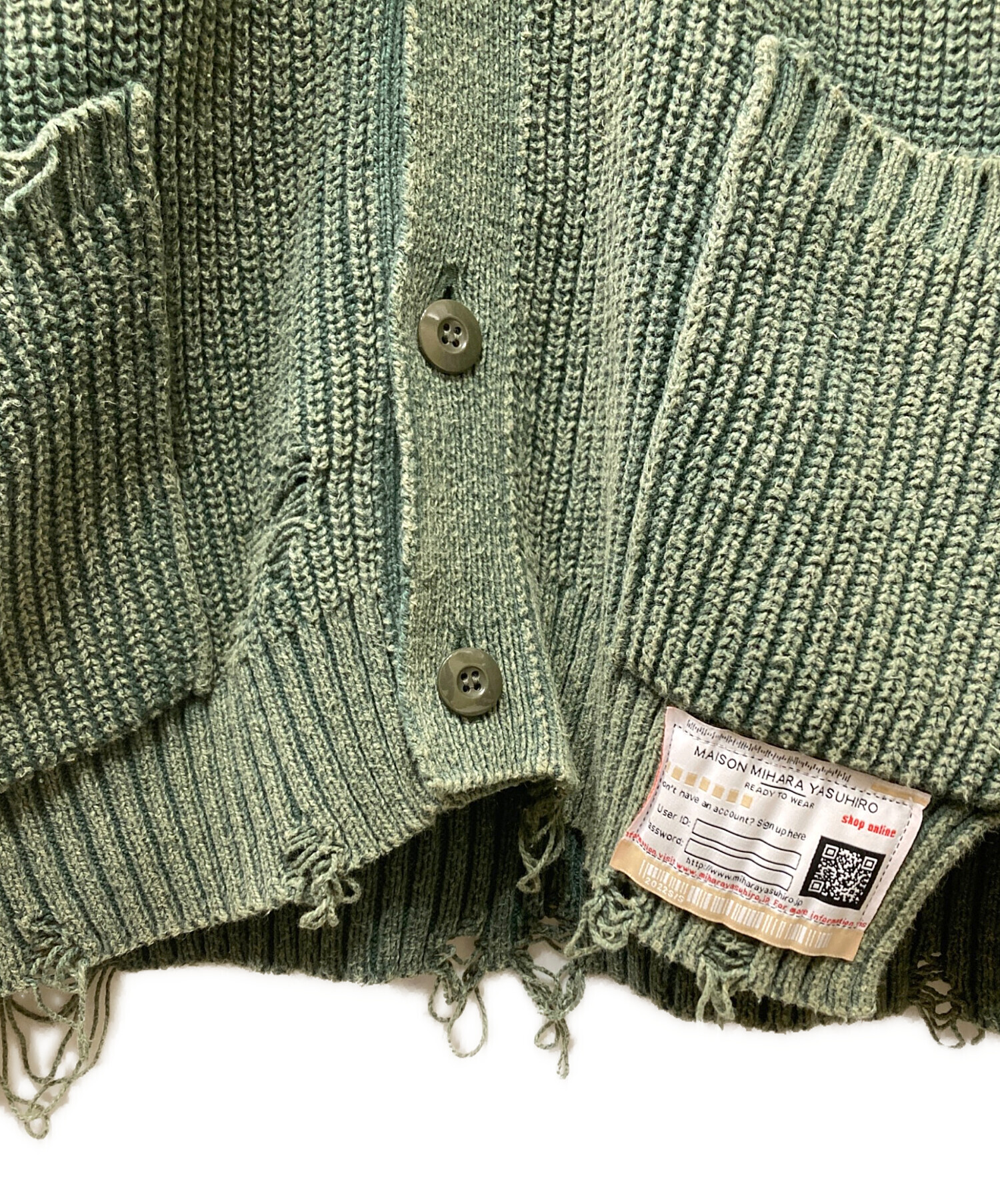 Maison MIHARA YASUHIRO ニット・セーター F 緑 【古着】【中古】 中古・古着通販】MIHARA YASUHIRO (ミハラヤスヒロ) bleached knit