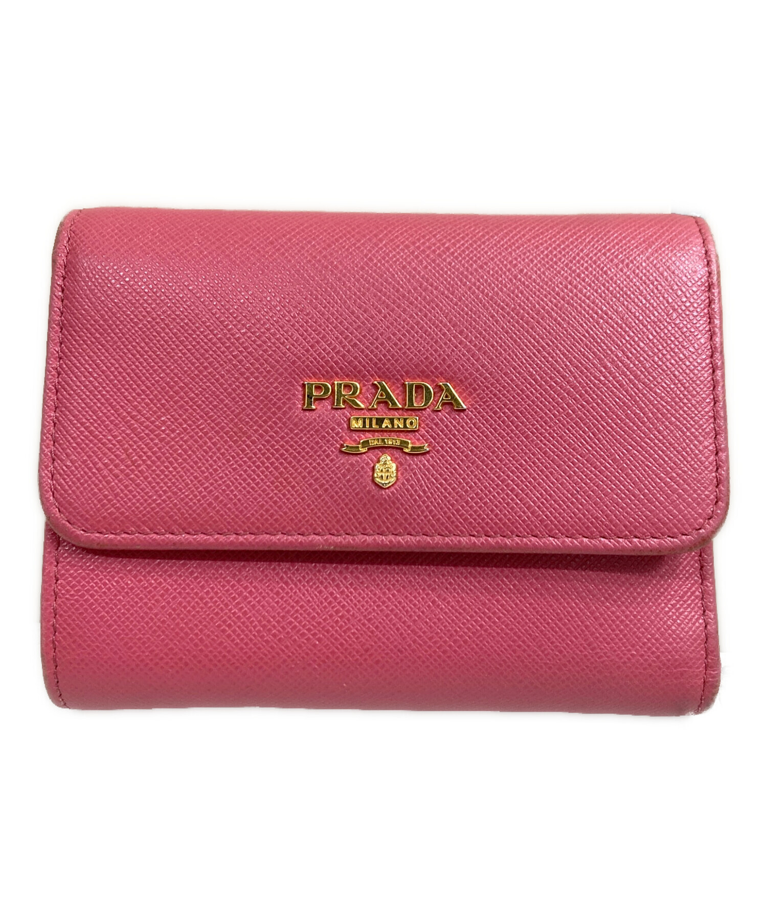 新品/プラダ 三つ折コンパクト財布(ピンク系/PEONIA) 中古・古着通販】PRADA (プラダ) 三つ折り財布 コンパクトウォレット
