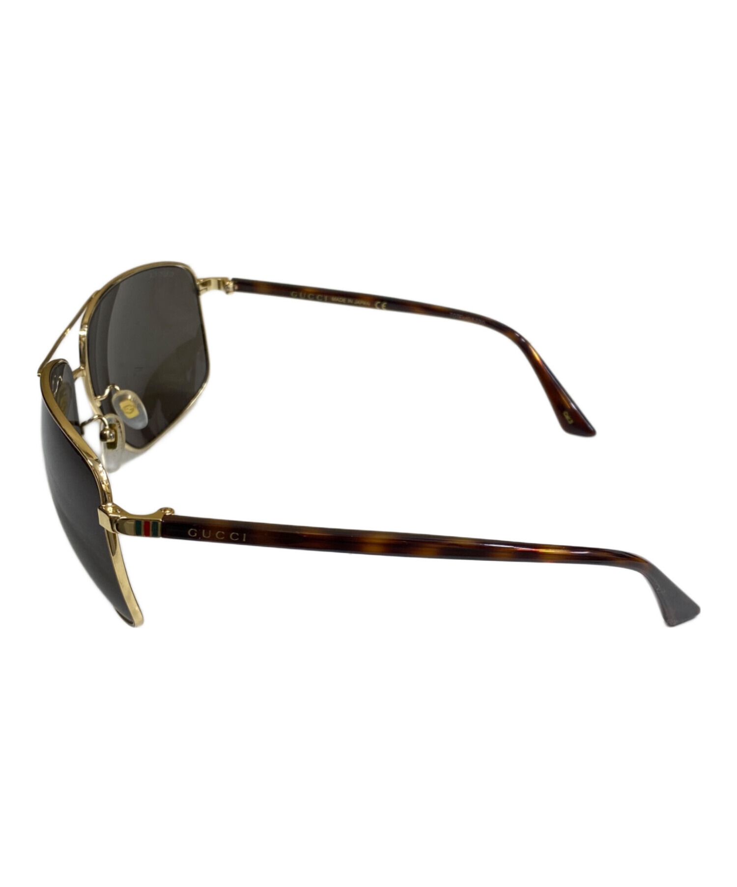 GUCCI グッチ　サングラス　中古品　ブラック　ゴールドロゴ 中古・古着通販】GUCCI (グッチ) ティアドロップサングラスフレーム