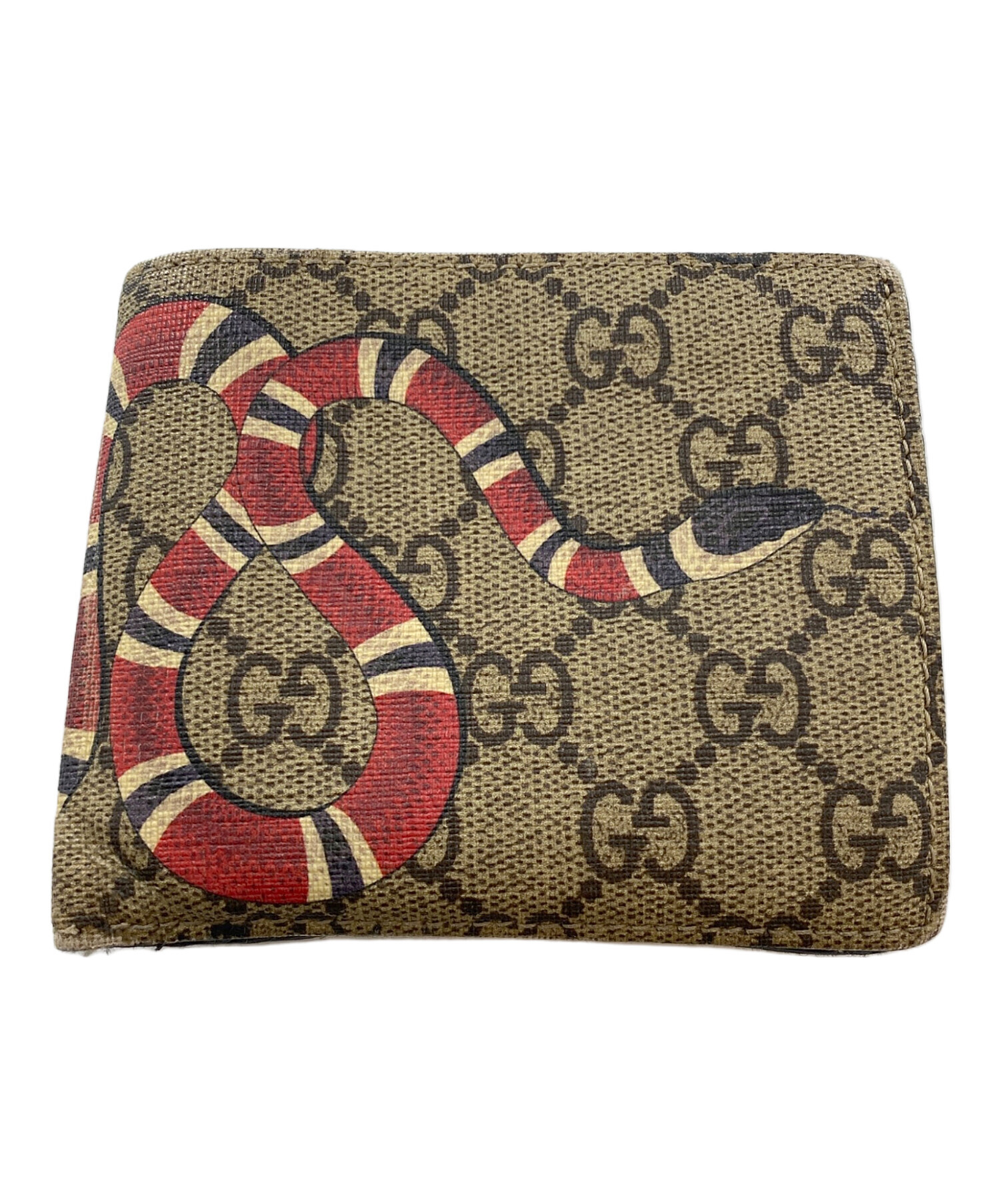 【新品未使用】GUCCI GGパターン 二つ折り財布 ベージュ/ワインレッド 中古・古着通販】GUCCI (グッチ) 2つ折り財布 ベージュ｜ブランド