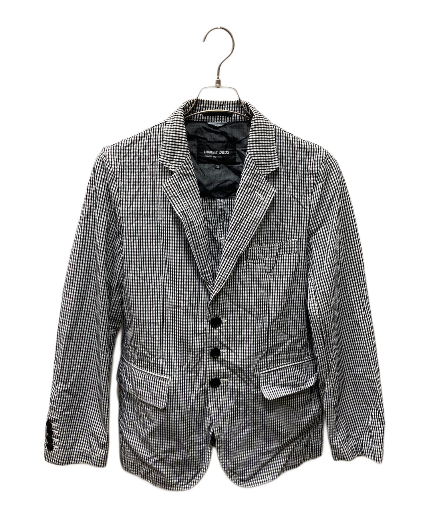 80s コムデギャルソンオム チェック柄 テーラードジャケット 中古・古着通販】COMME des GARCONS HOMME DEUX (コムデギャルソン