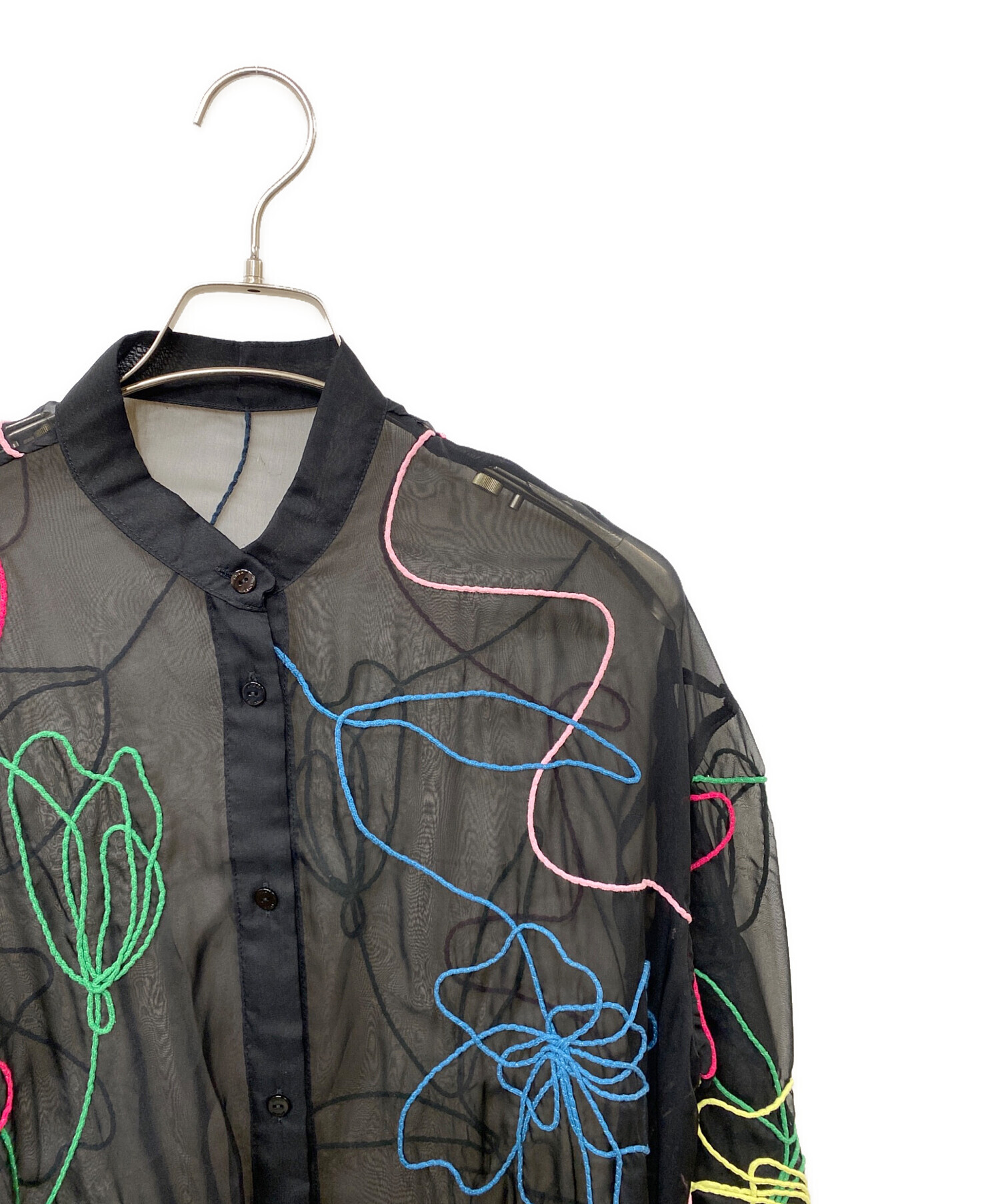 新品☆AMERIアメリ☆エンブロイダリーシアーシャツ☆ブラック 中古・古着通販】AMERI (アメリ) MEDI DAY DREAM SHEER SHIRT シアー