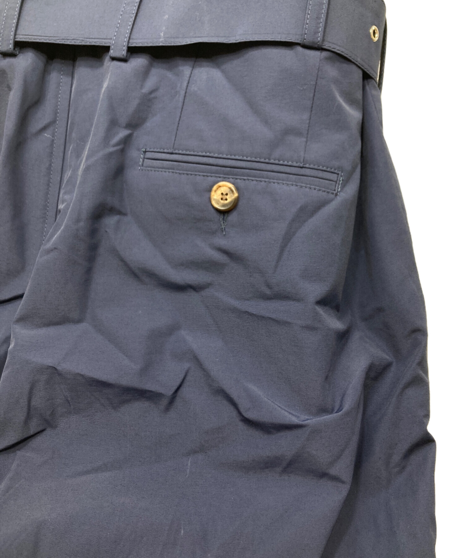 中古・古着通販】Plan C (プランシー) ベルト付ワイドパンツ ネイビー