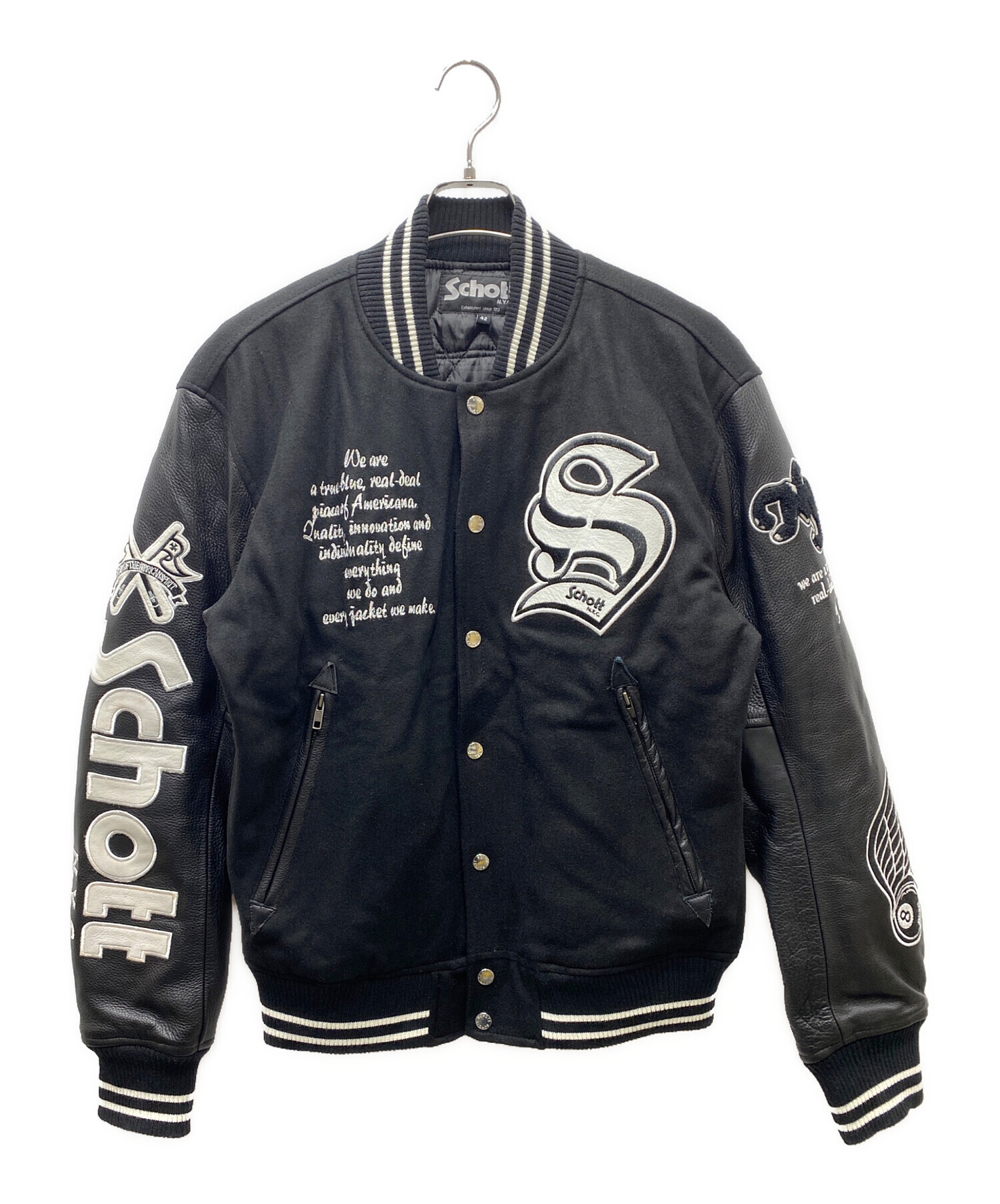 R*T様 Schott スタジャン ブラック 中古・古着通販】Schott (ショット) フルデコ スタジャン ブラック