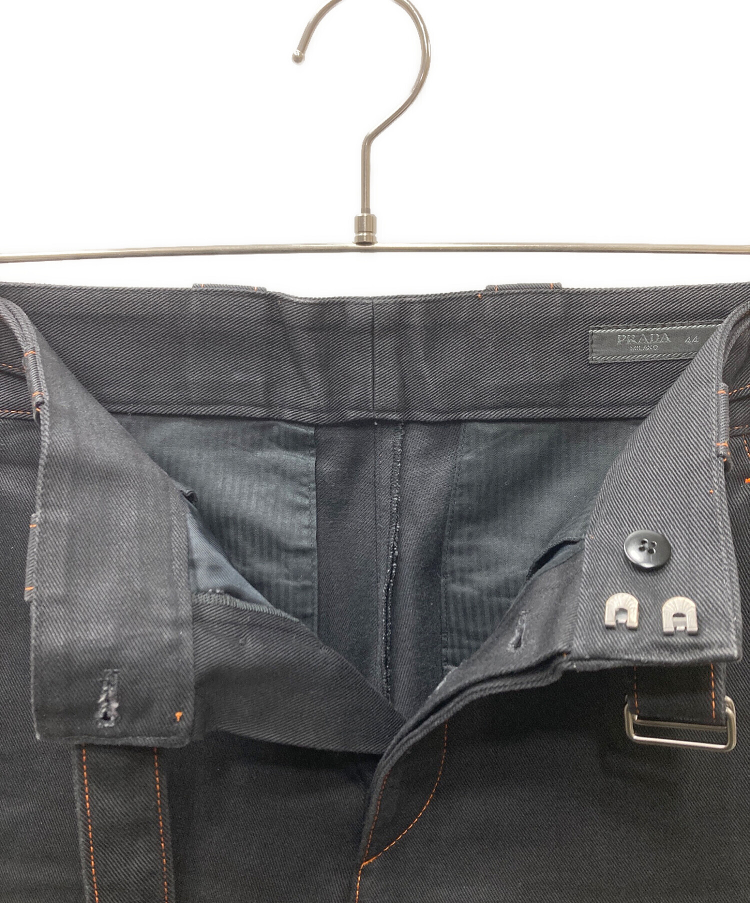 中古・古着通販】PRADA (プラダ) ステッチデザインパンツ ブラック