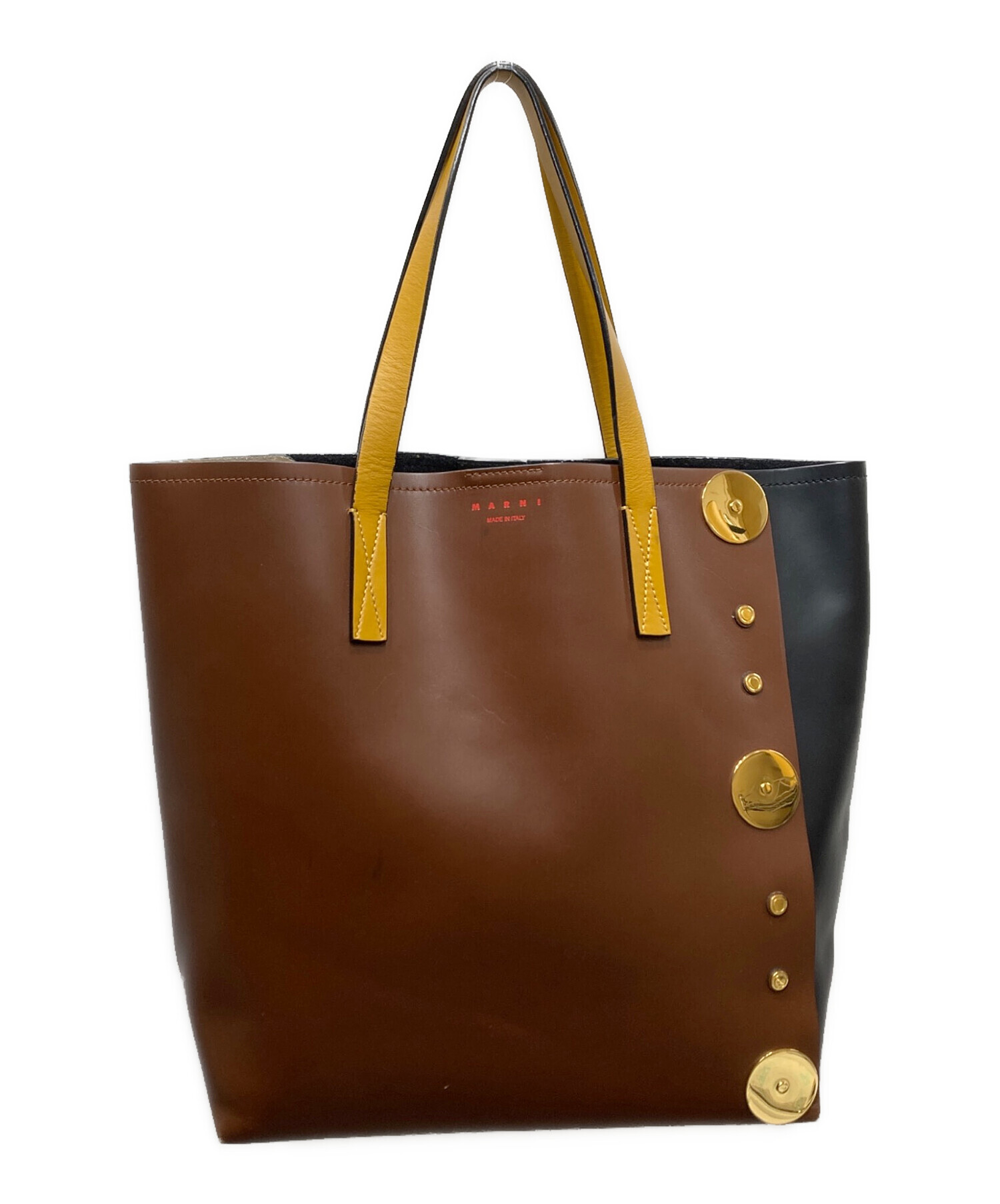 MARNI レザー トートバッグ ブラウン バックインバック | ヤマダウェブコム