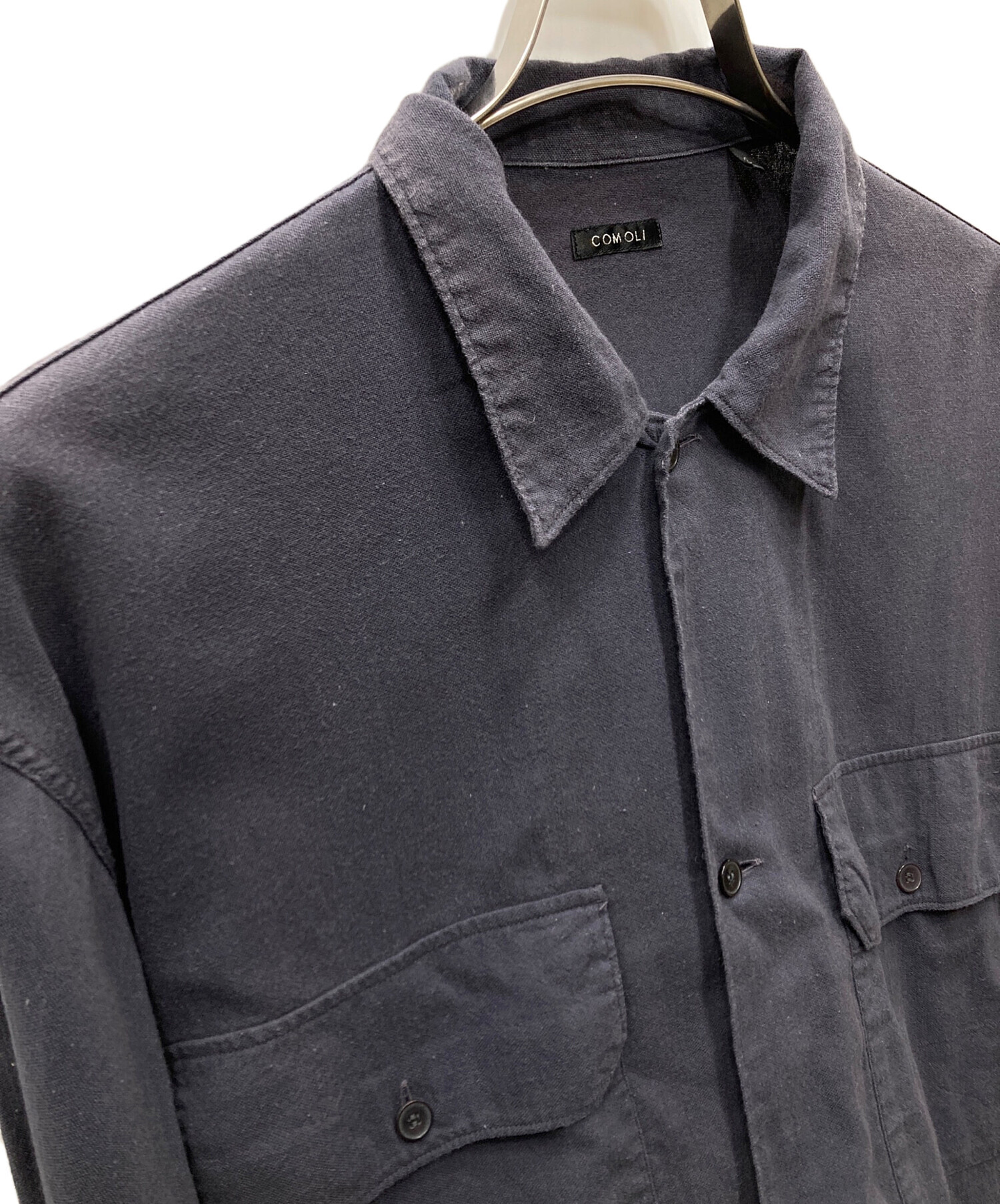 中古・古着通販】COMOLI (コモリ) 長袖シャツ ネイビー サイズ:SIZE 3 