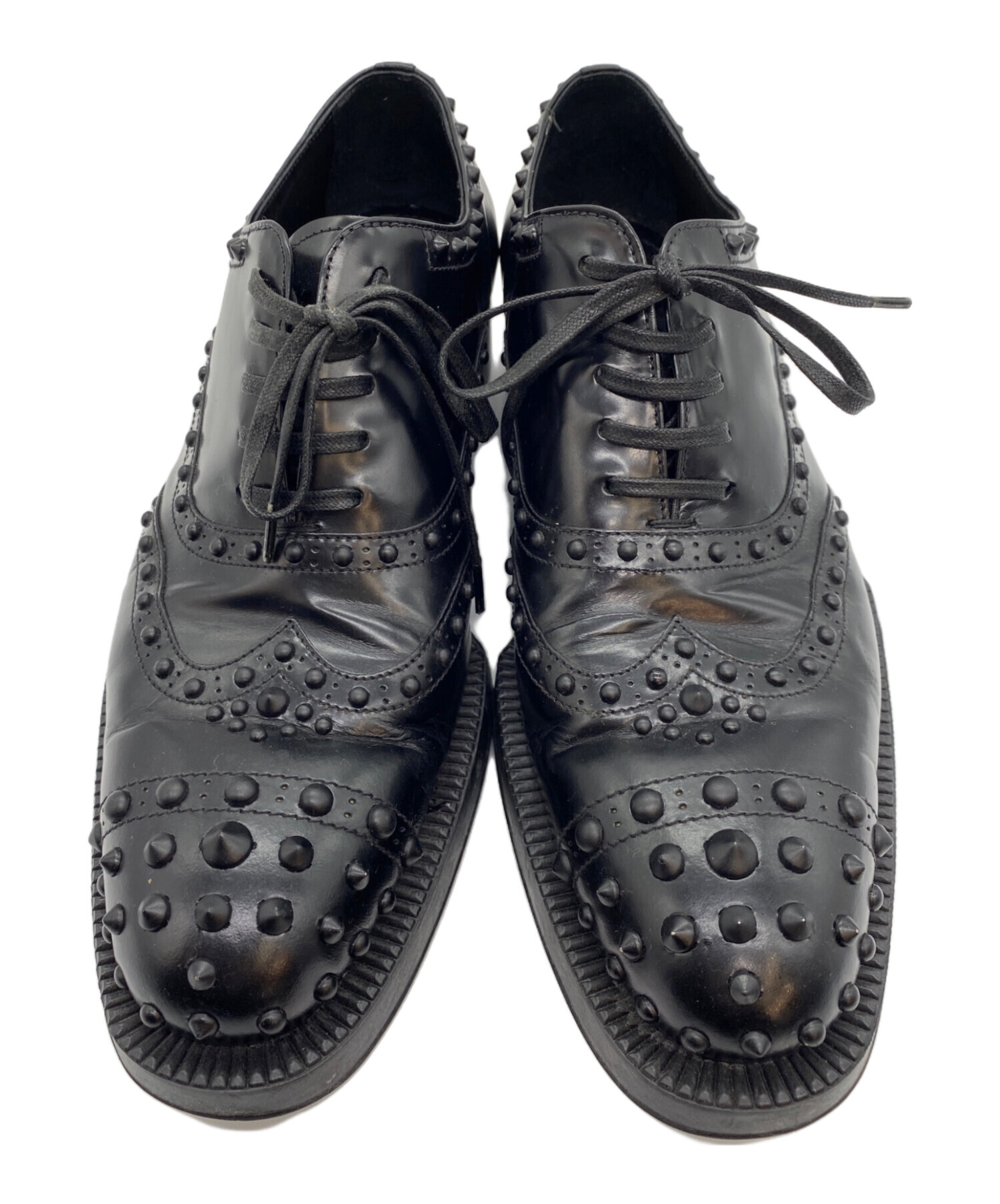 PRADA プラダ　革靴　ビジネスシューズ ウイングチップ 黒 26.5 中古・古着通販】PRADA (プラダ) 18AW ウイングチップ スタッズ