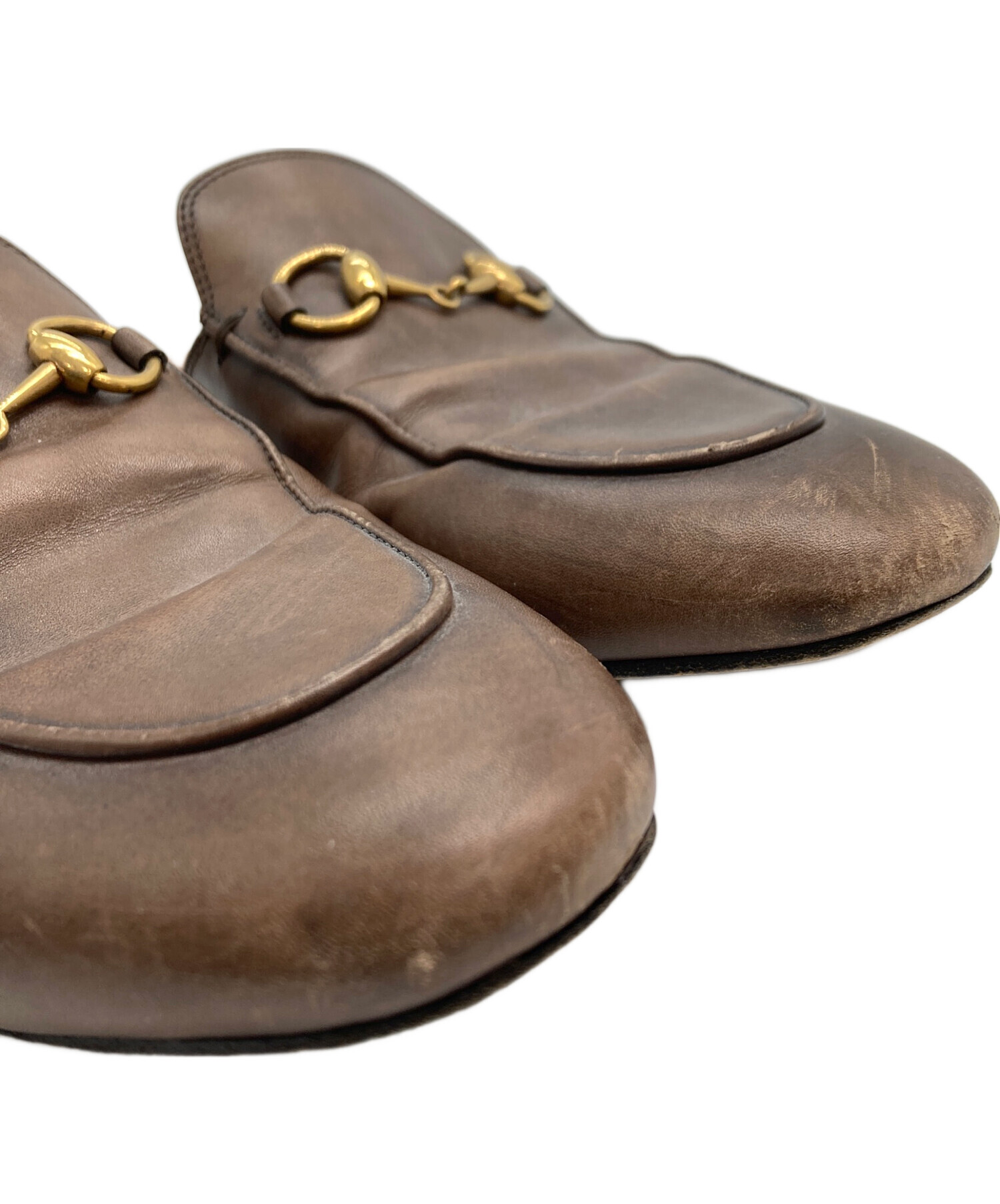 中古・古着通販】GUCCI (グッチ) ホースビットレザーミュール ブラウン