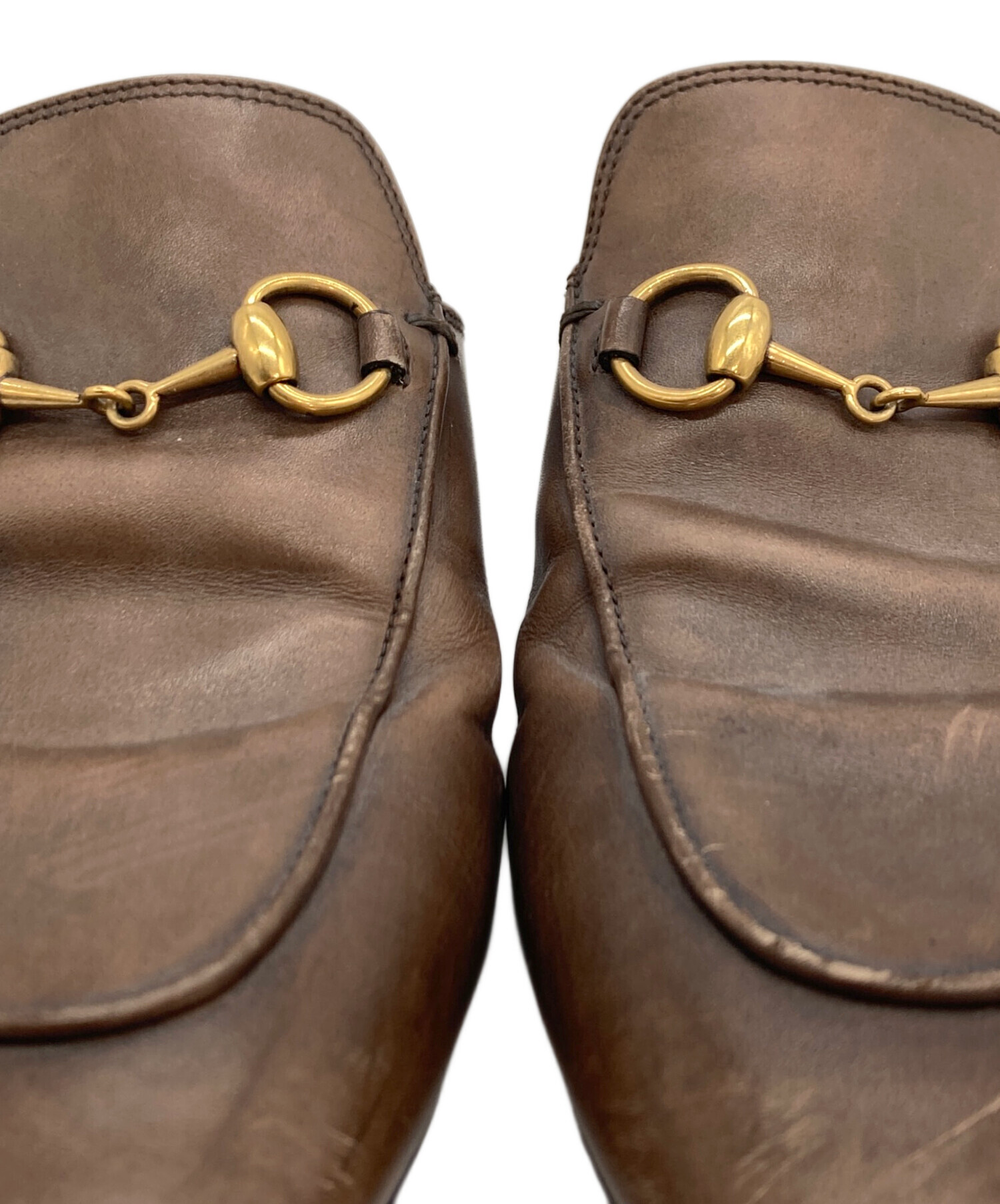 中古・古着通販】GUCCI (グッチ) ホースビットレザーミュール ブラウン