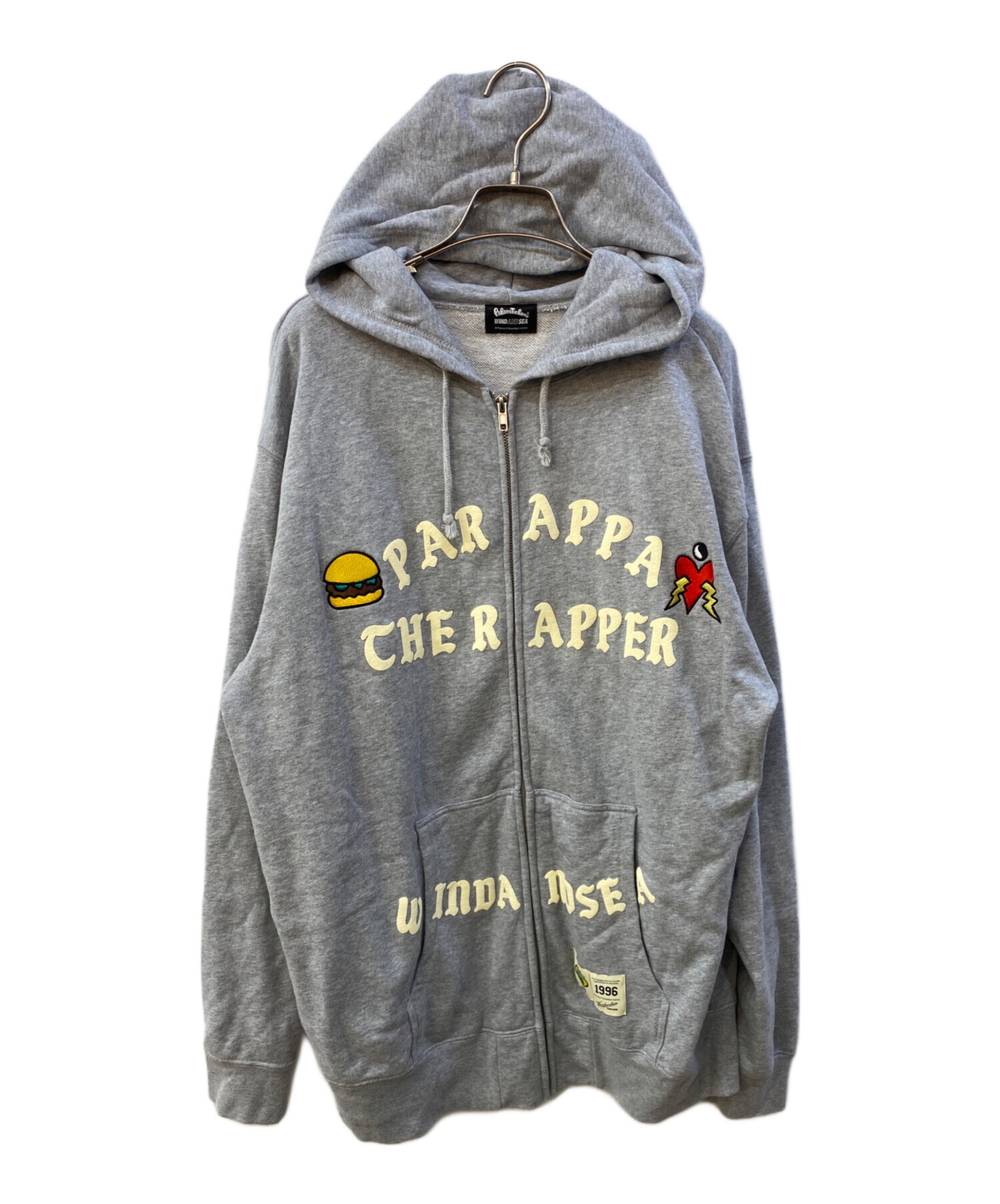 パラッパラッパー x WINDANDSEA コラボ パーカー グレー Lサイズ NBA LAKERS x Parappa WINDANDSEA/ウィンダンシー×パラッパラッパー