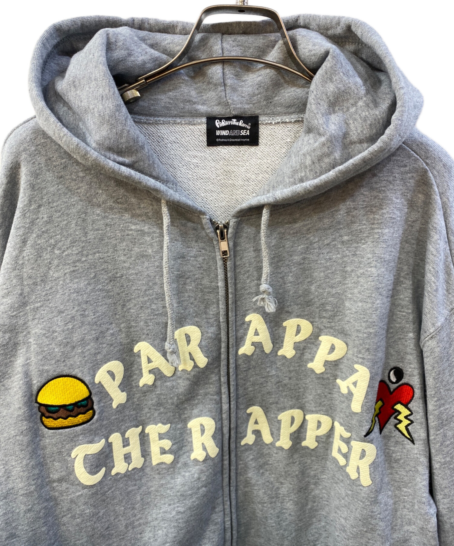 パラッパラッパー x WINDANDSEA コラボ パーカー グレー Lサイズ NBA LAKERS x Parappa WINDANDSEA/ウィンダンシー×パラッパラッパー
