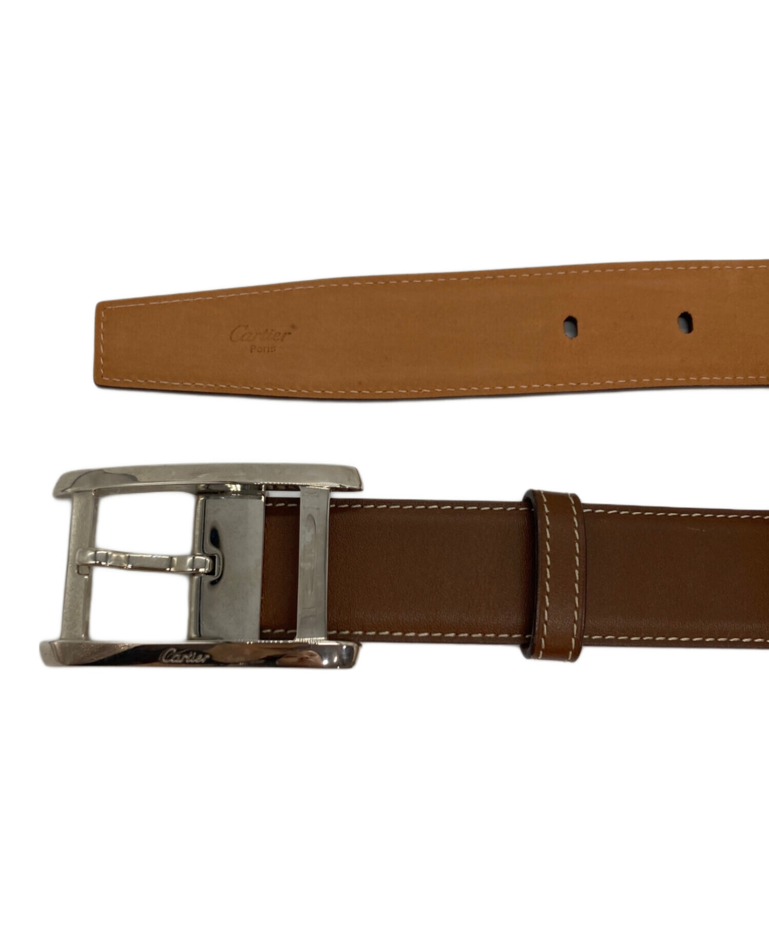 Cartier 純正ベルト リバーシブル タンクドゥ　ブラック/ブラウン 中古・古着通販】Cartier (カルティエ) タンクベルト ブラウン