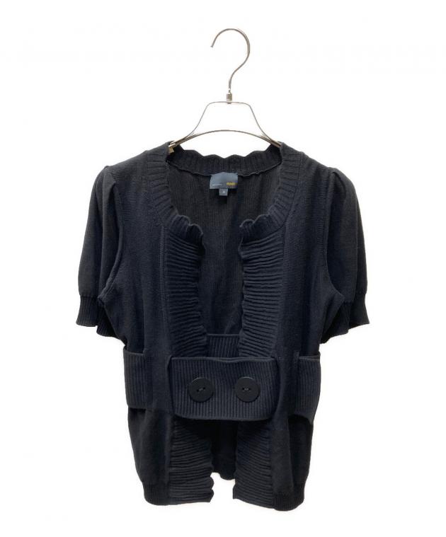 中古・古着通販】FENDI (フェンディ) 半袖ニットカーディガン ブラック