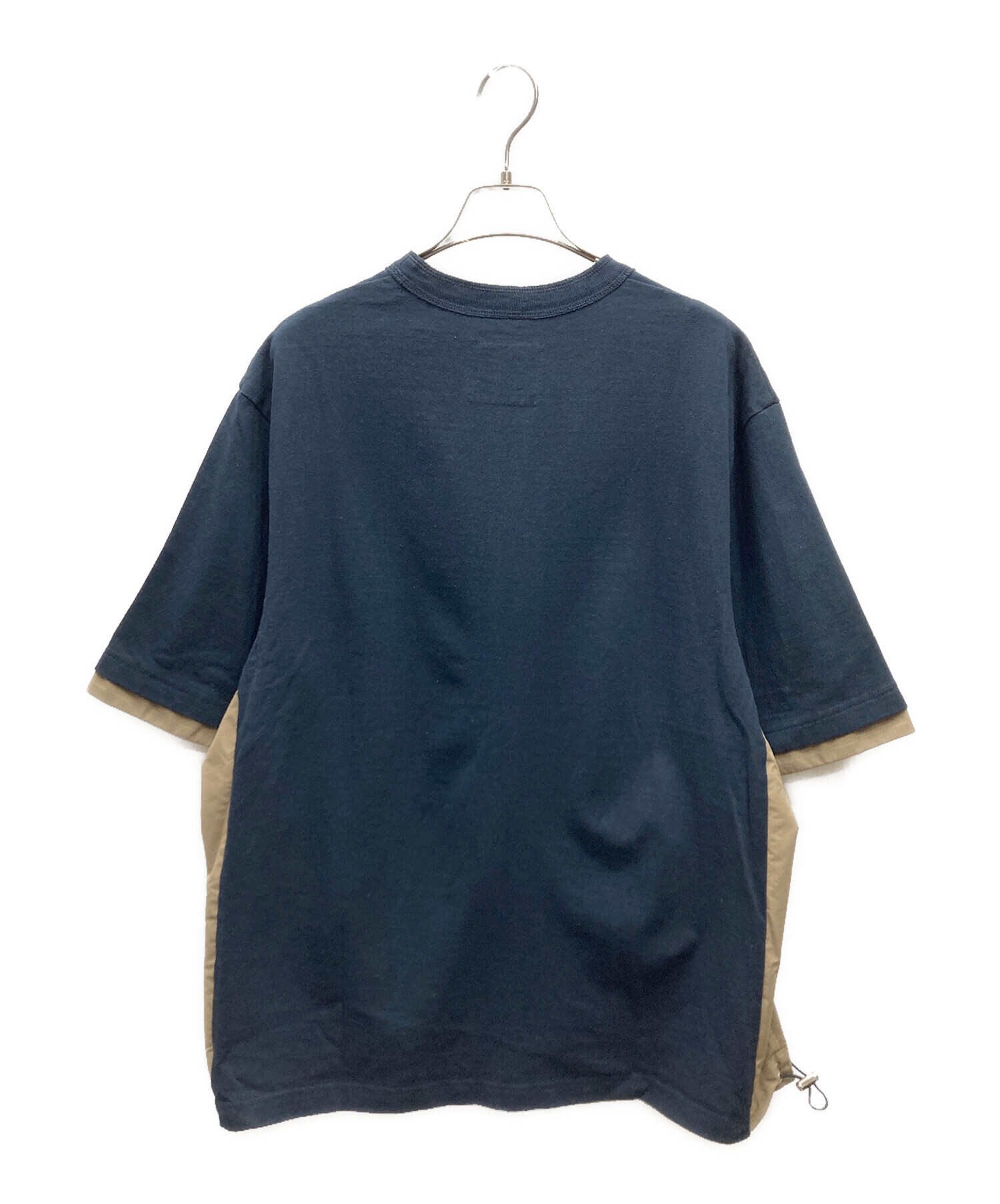 サカイ サンサーフ バックフレア Tシャツ カットソー 切替 半袖 2 紺 中古・古着通販】sacai (サカイ) 半袖ナイロン切替カットソー ブラック