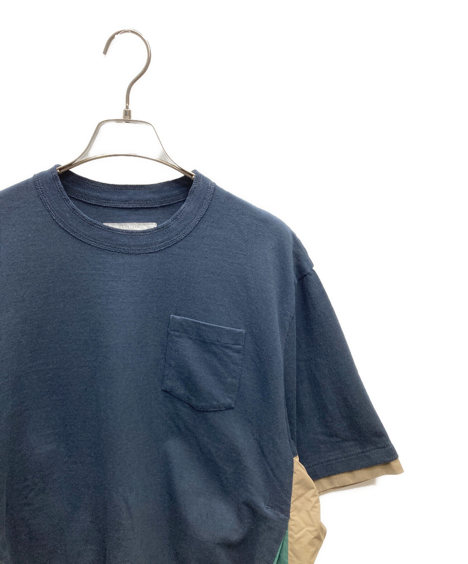 サカイ サンサーフ バックフレア Tシャツ カットソー 切替 半袖 2 紺 中古・古着通販】sacai (サカイ) 半袖ナイロン切替カットソー ブラック