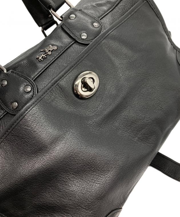 中古・古着通販】COACH (コーチ) 2WAY レザー ボストンバッグ ブラック