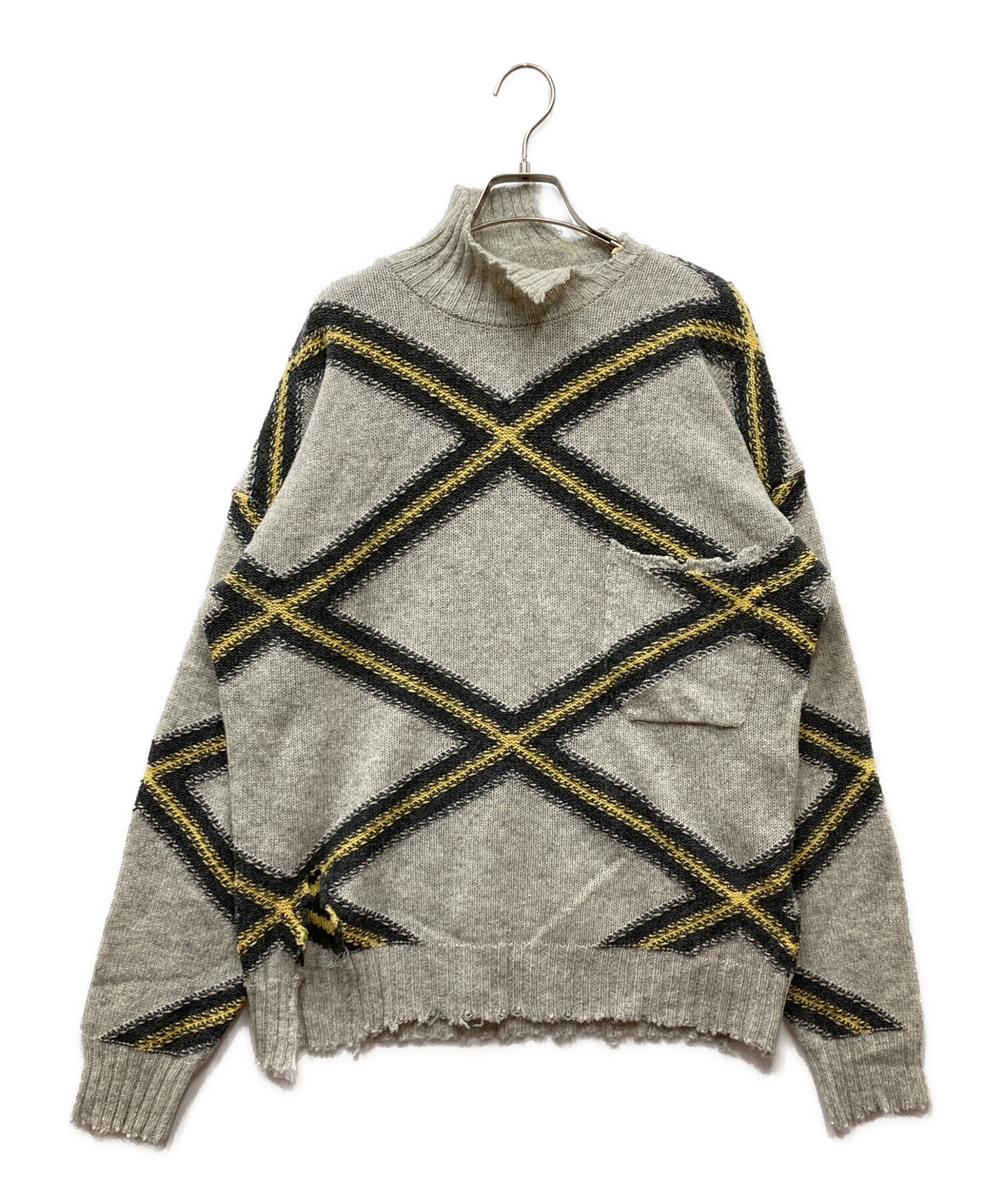 MARNI マルニ コットンダメージニット 46 中古・古着通販】MARNI (マルニ) ダメージデザインモックネックニット