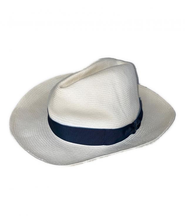 Borsalino ハット　ホワイト/グリーン Borsalino ハット ホワイト/グリーン Borsalino ロゴタグ バケット