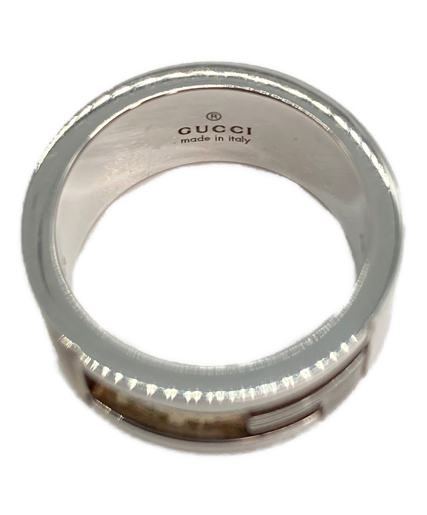 中古・古着通販】GUCCI (グッチ) ブランデッドGカット リング シルバー 