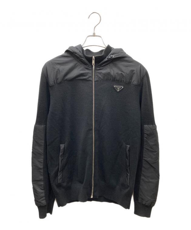 中古・古着通販】PRADA (プラダ) 異素材切替フードパーカー ブラック