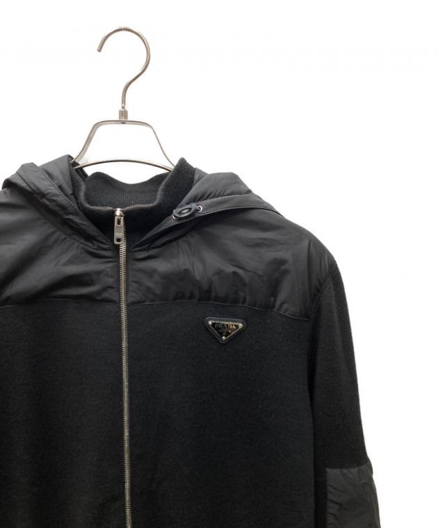 中古・古着通販】PRADA (プラダ) 異素材切替フードパーカー ブラック