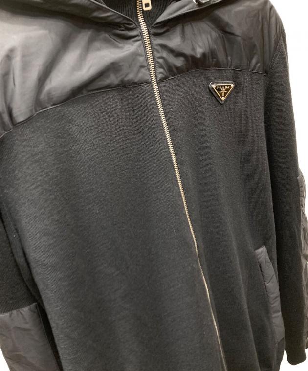 中古・古着通販】PRADA (プラダ) 異素材切替フードパーカー ブラック