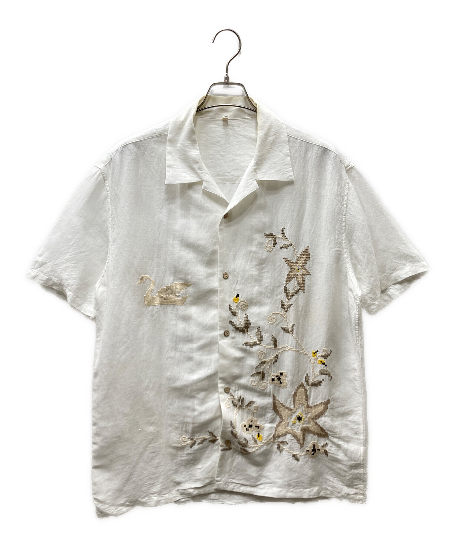 23ss KHOKI Khadi embroidery shirt 2 コッキ 中古・古着通販】KHOKI (コッキ) Cross-stitch shirt 刺繍リネンシャツ