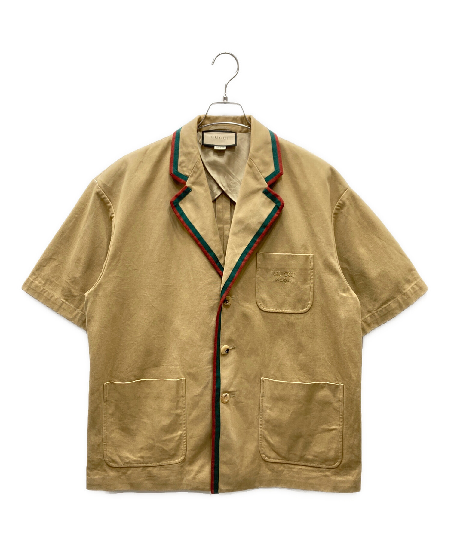 GUCCI（グッチ） ヴィンテージ 幾何学模様 メンズ　半袖シャツ Sサイズ 中古・古着通販】GUCCI (グッチ) 半袖シャツジャケット ベージュ