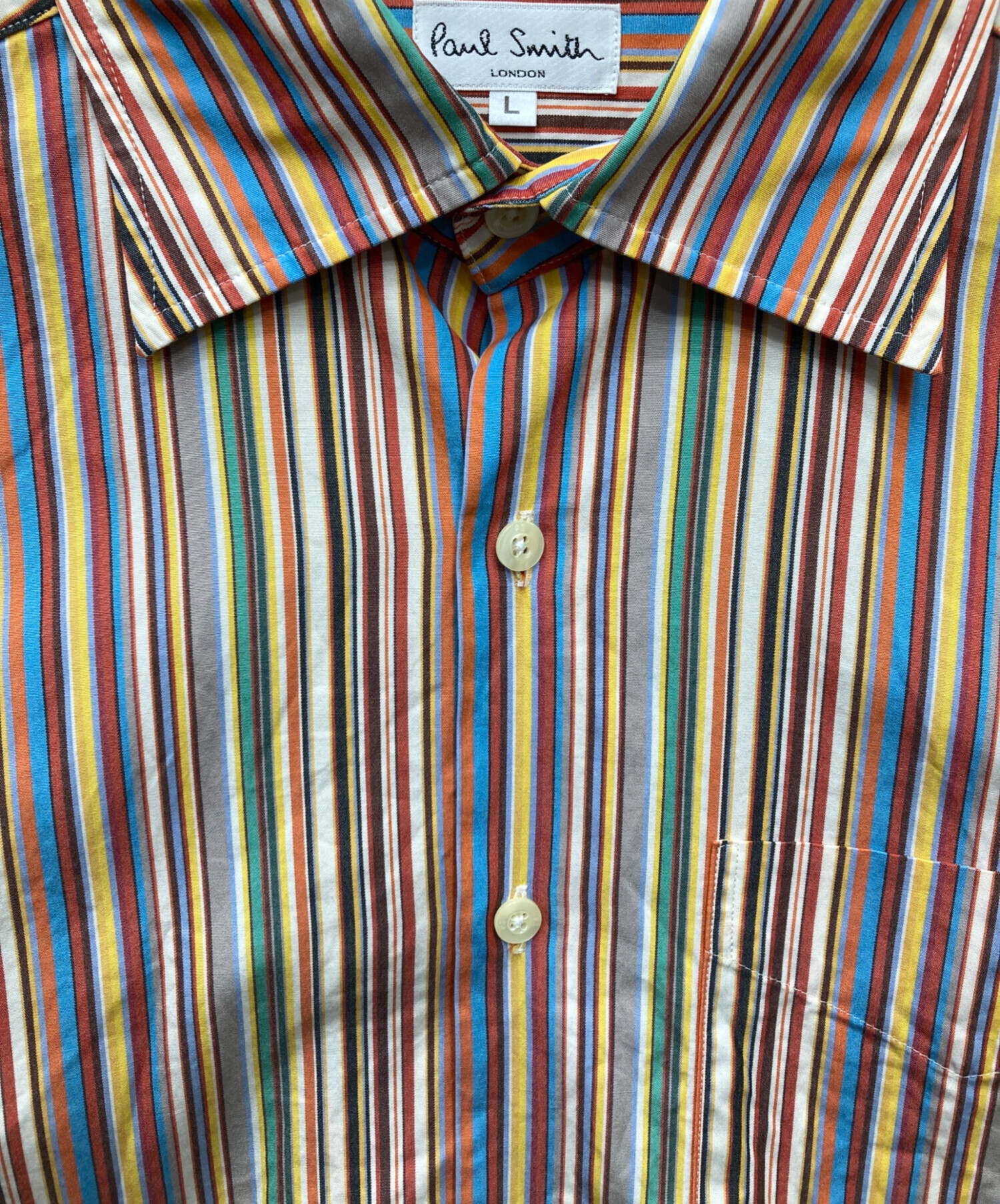 新品☆Paul Smith ストライプ ドレスシャツ ブルー 袖マルチ☆L 中古・古着通販】Paul Smith (ポールスミス) マルチカラーストライプ