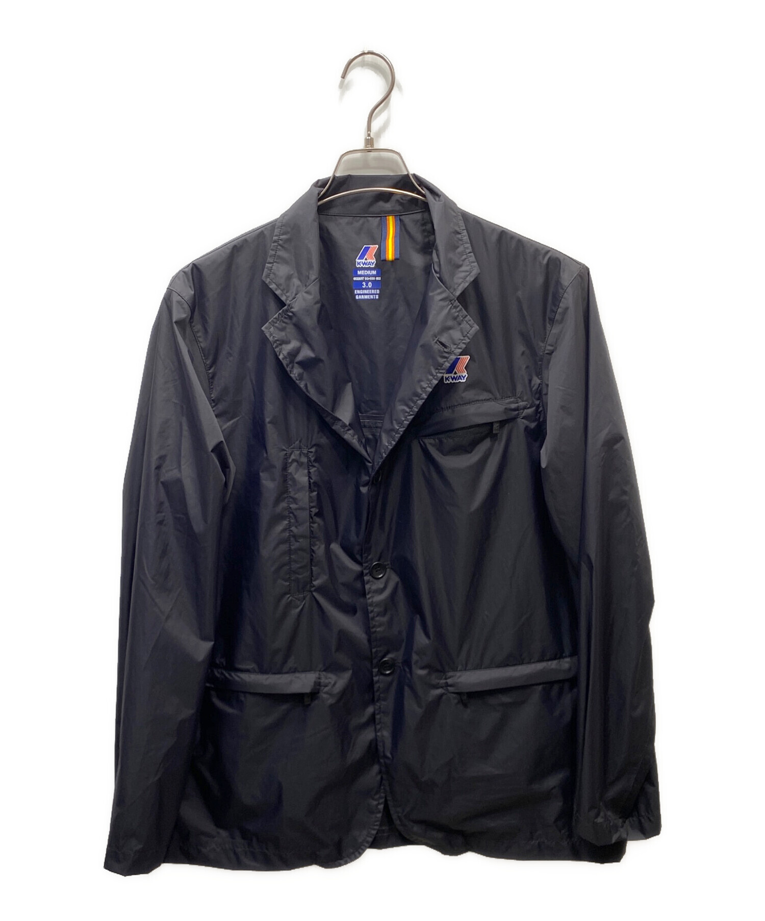 Engineered Garments×k way ナイロンジャケット 黒 中古・古着通販】K-way (ケイウェイ) Engineered Garments (エンジニア