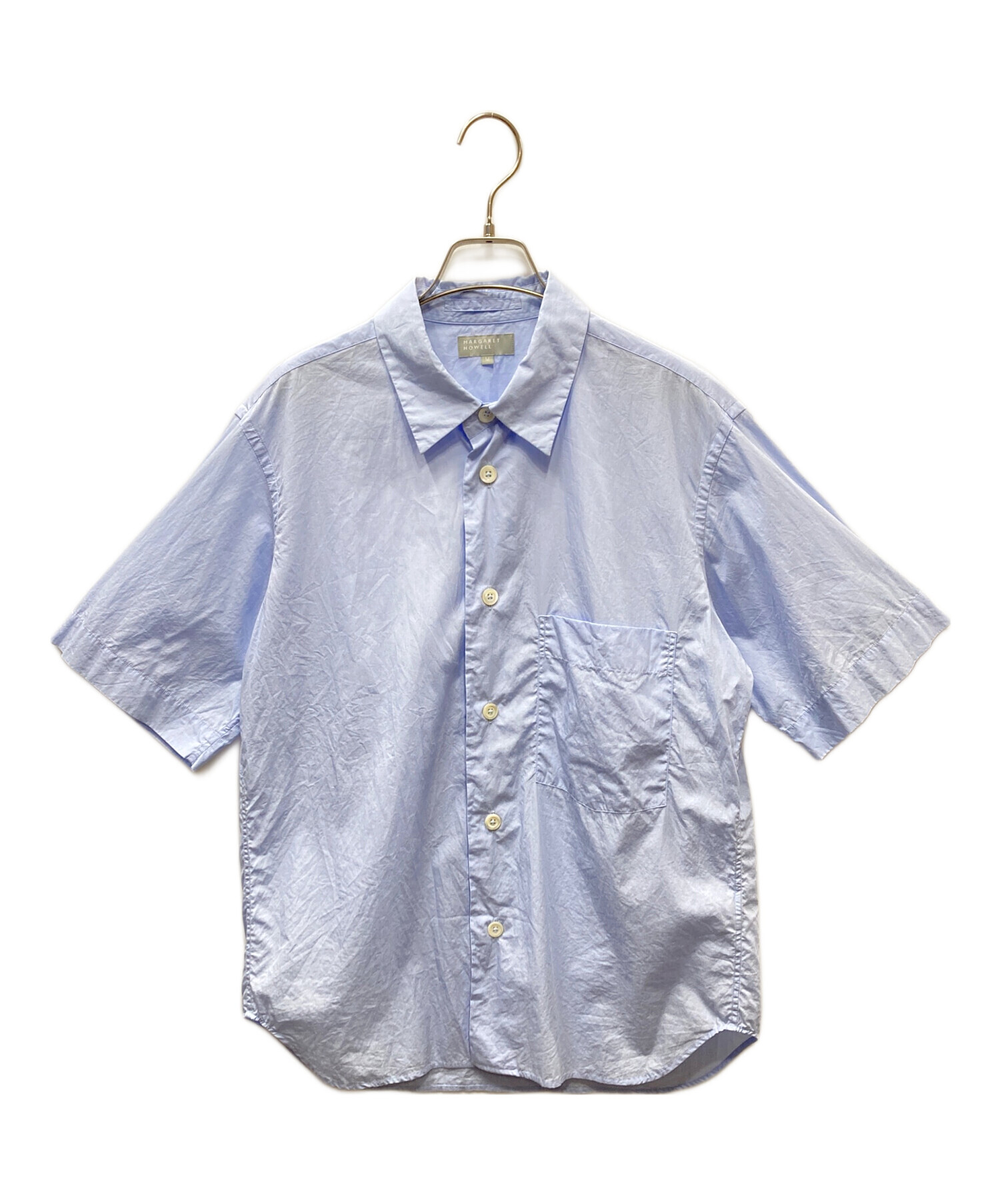 MARGARET HOWELL 半袖シャツ ライトブルー サイズ1 中古・古着通販】MARGARET HOWELL (マーガレットハウエル) 半袖シャツ